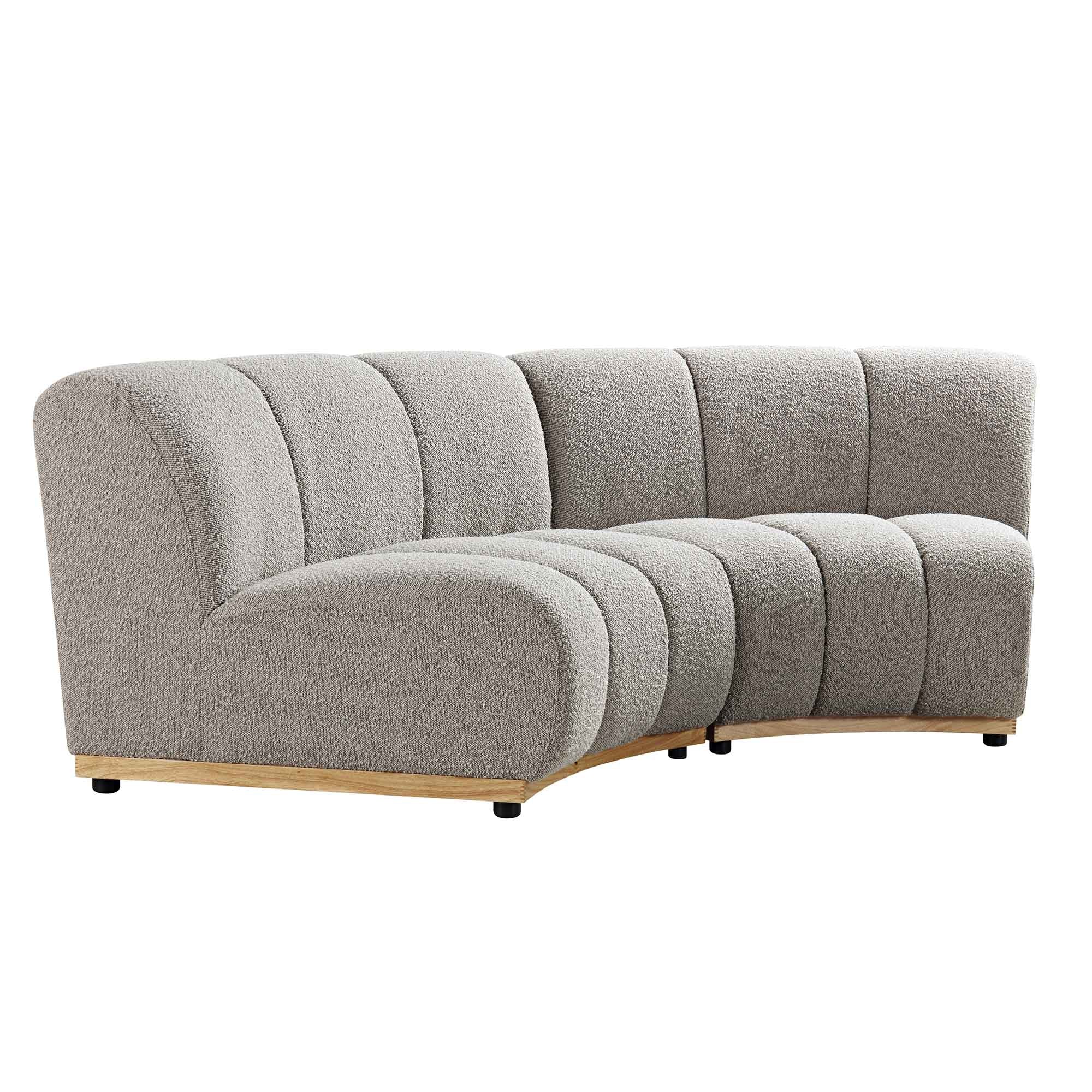 Granvia Taupe Boucle Modular Sofa, 2-Seater Curved Sofa - Image 8