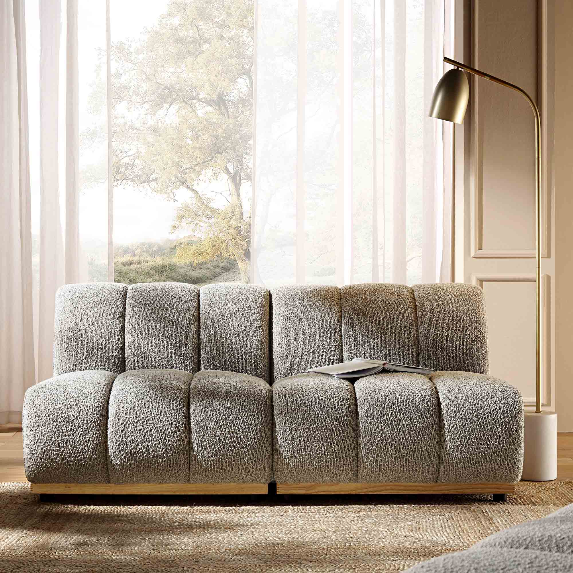 Granvia Taupe Boucle Modular Sofa, 2-Seater Sofa - Image 2