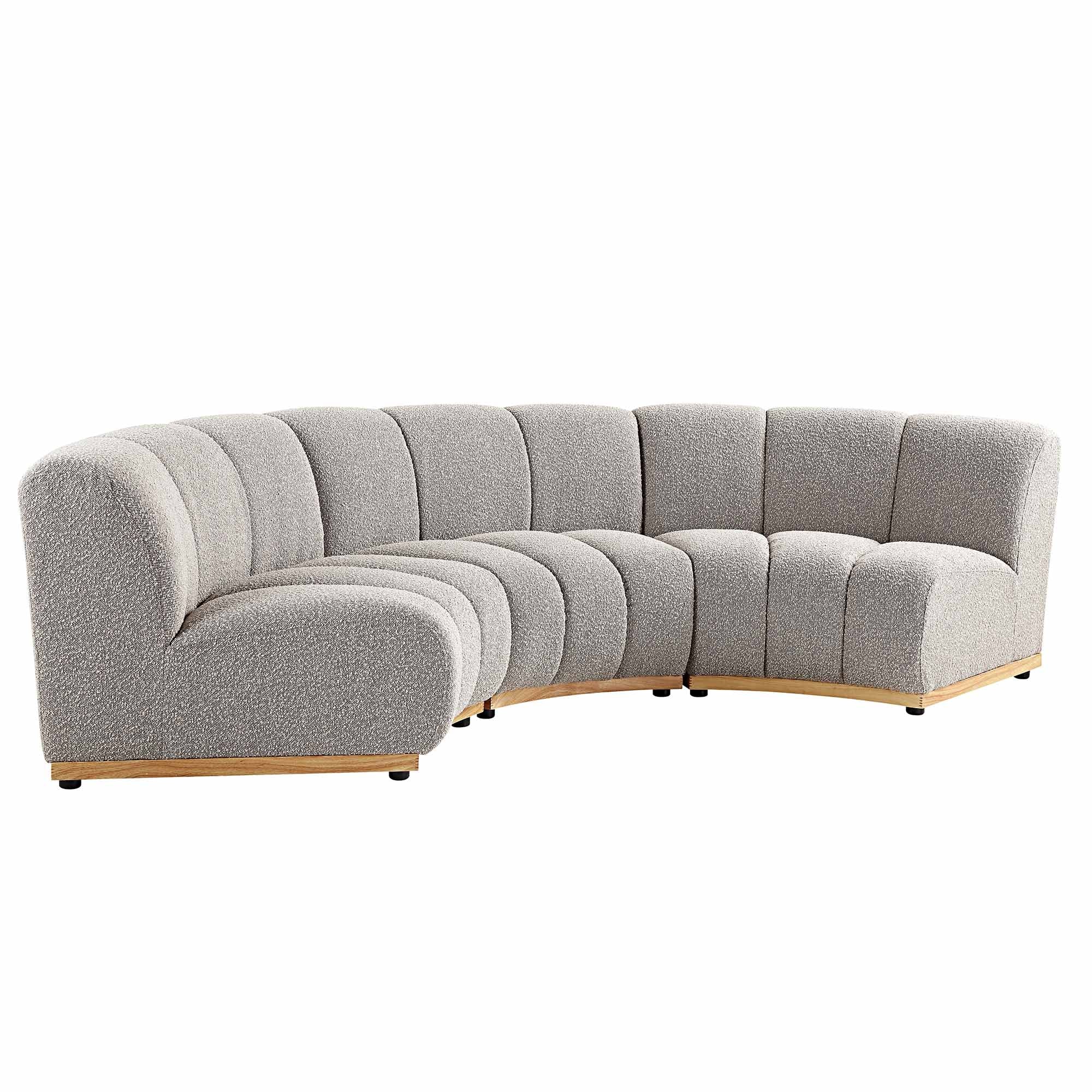 Granvia Taupe Boucle Modular Sofa, 3-Seater Curved Sofa - Image 7