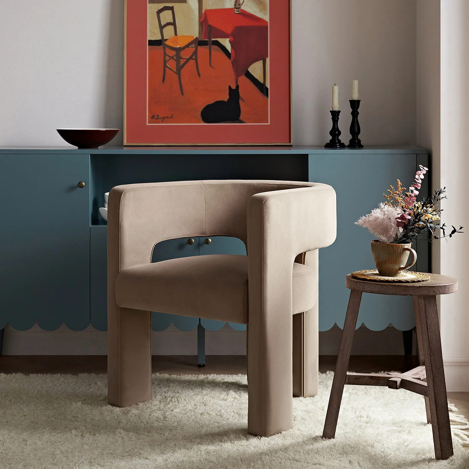 Greenwich Camel Velvet Dining Chair - Image 2