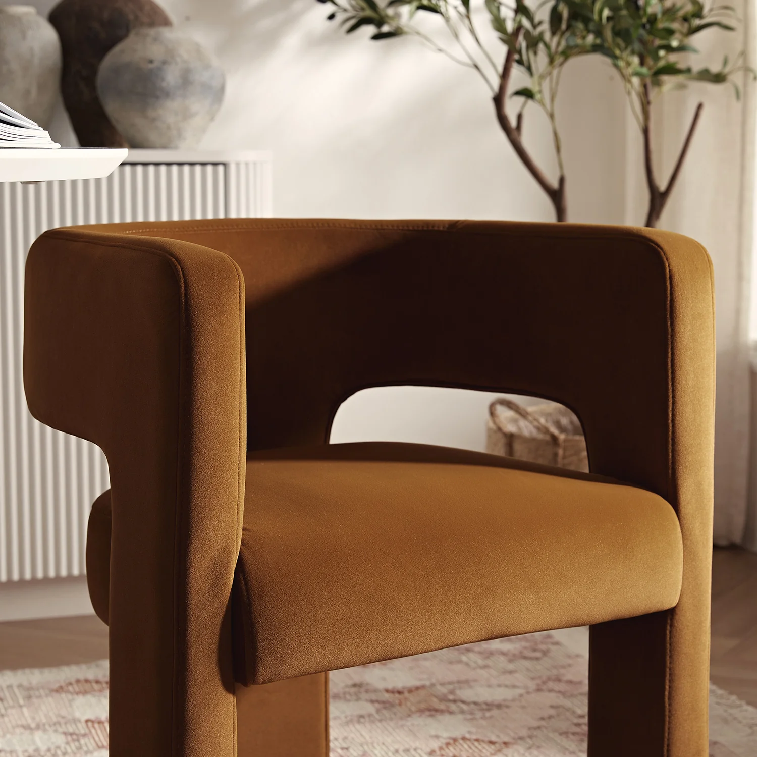 Greenwich Cinnamon Velvet Dining Chair - Image 4