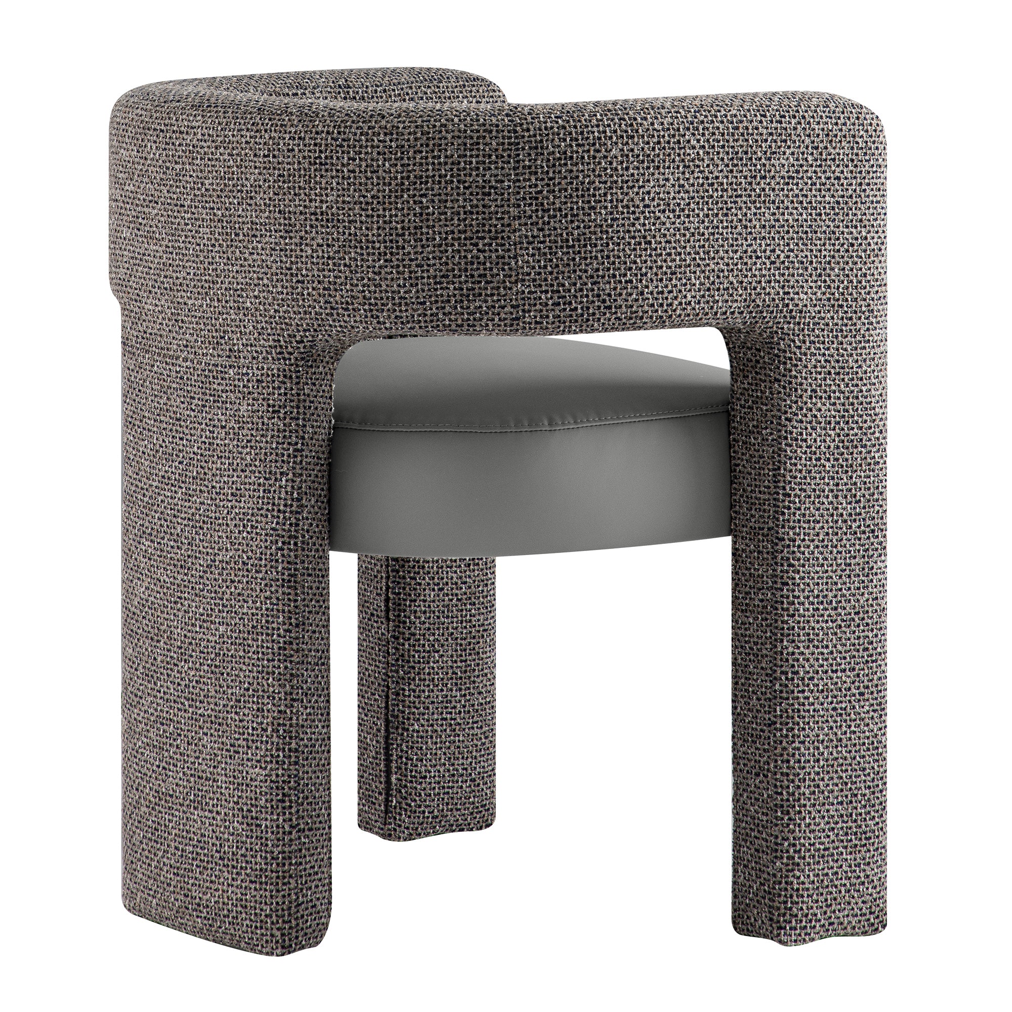 Greenwich Grey & Blue Textured Fabric and Grey Faux Leather Seat Dining Chair - Image 10