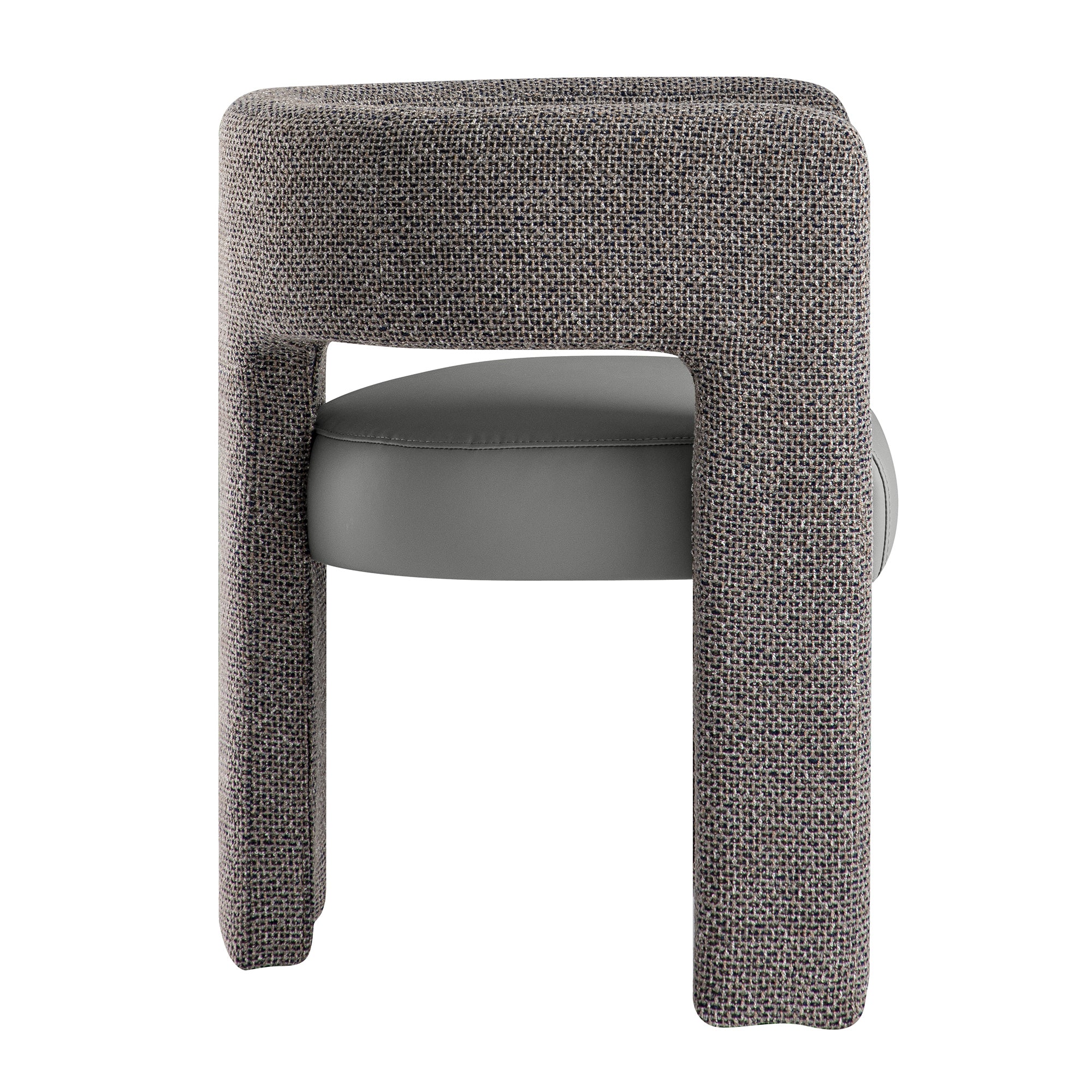 Greenwich Grey & Blue Textured Fabric and Grey Faux Leather Seat Dining Chair - Image 11
