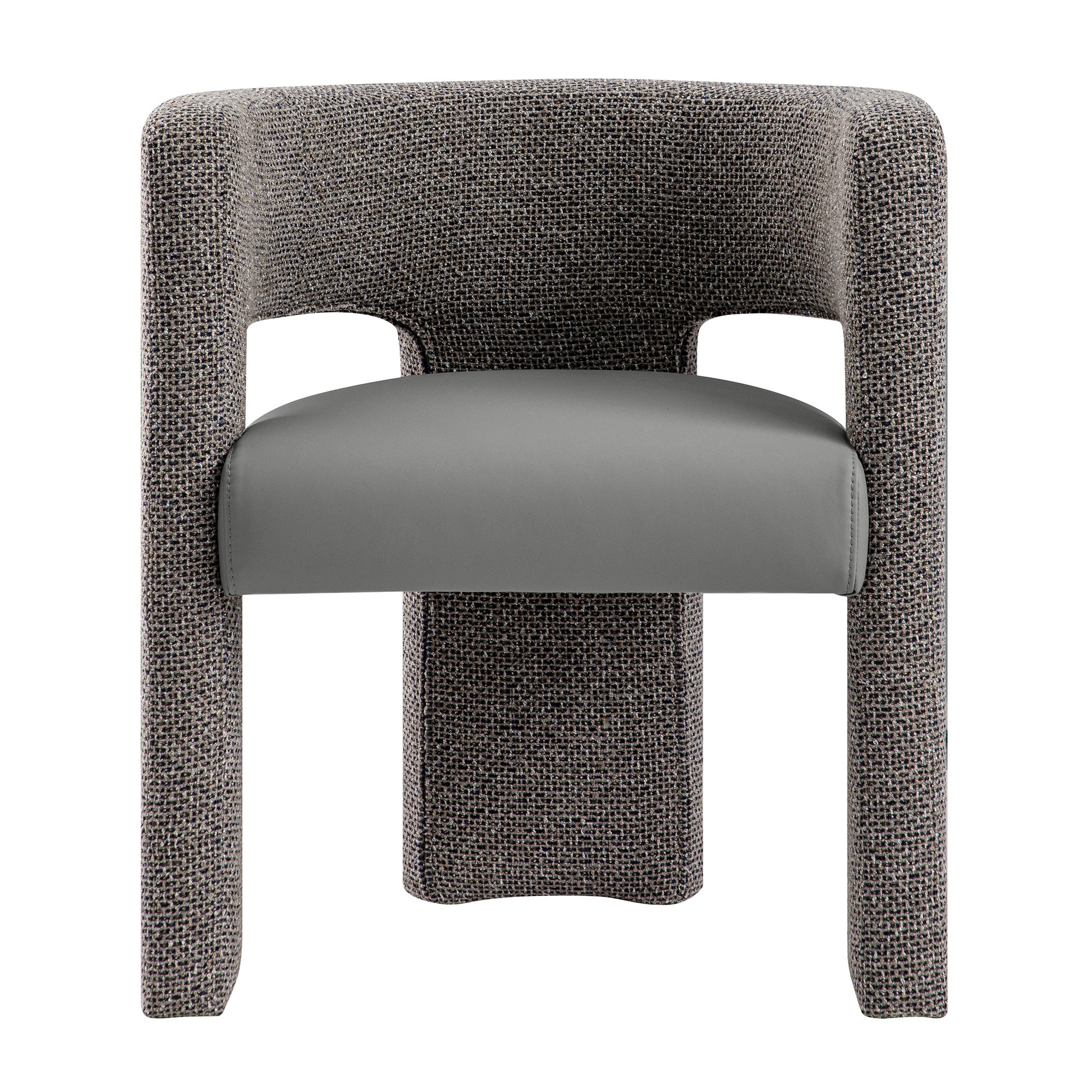 Greenwich Grey & Blue Textured Fabric and Grey Faux Leather Seat Dining Chair - Image 6
