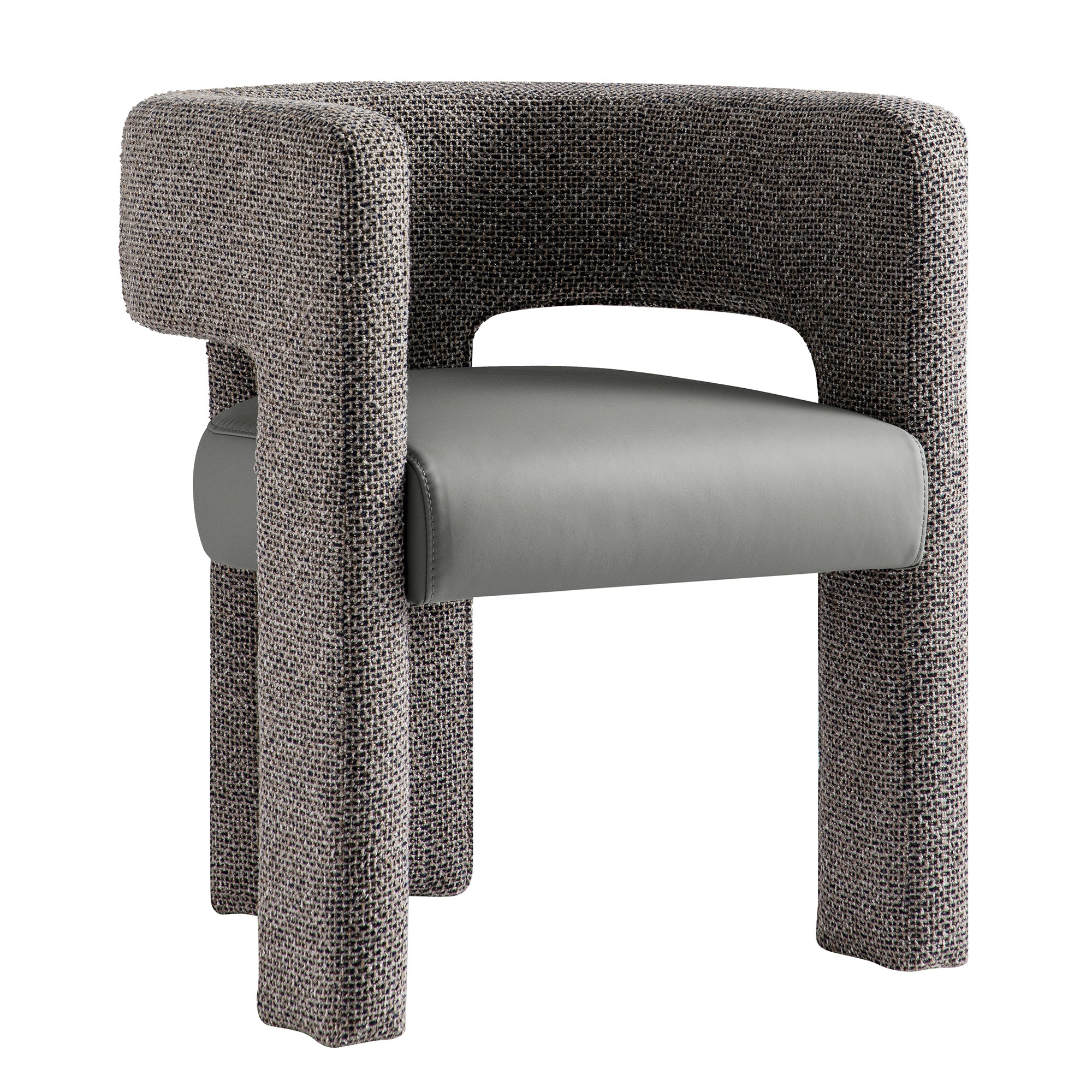 Greenwich Grey & Blue Textured Fabric and Grey Faux Leather Seat Dining Chair - Image 7