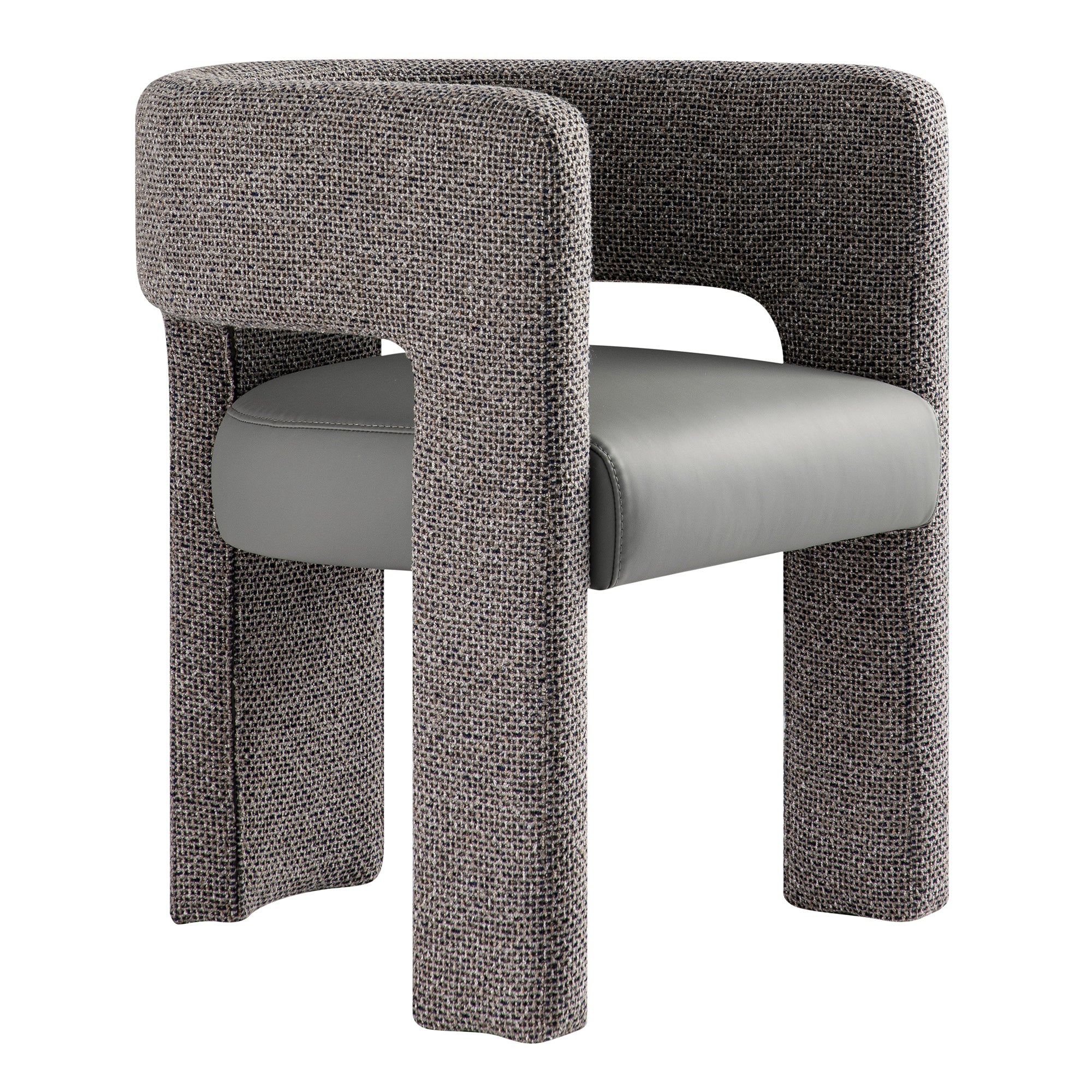 Greenwich Grey & Blue Textured Fabric and Grey Faux Leather Seat Dining Chair - Image 9