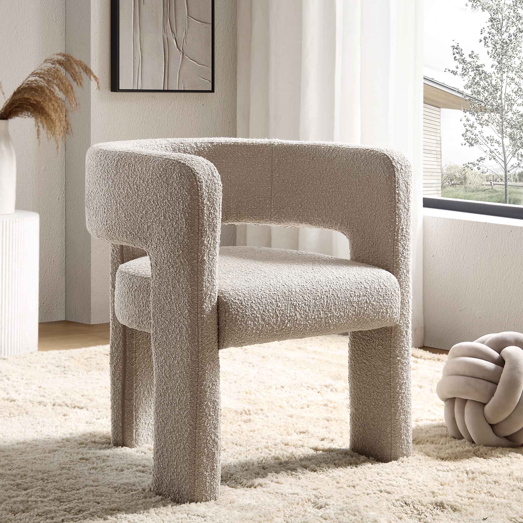 Greenwich Light Taupe Boucle Dining Chair - Image 2
