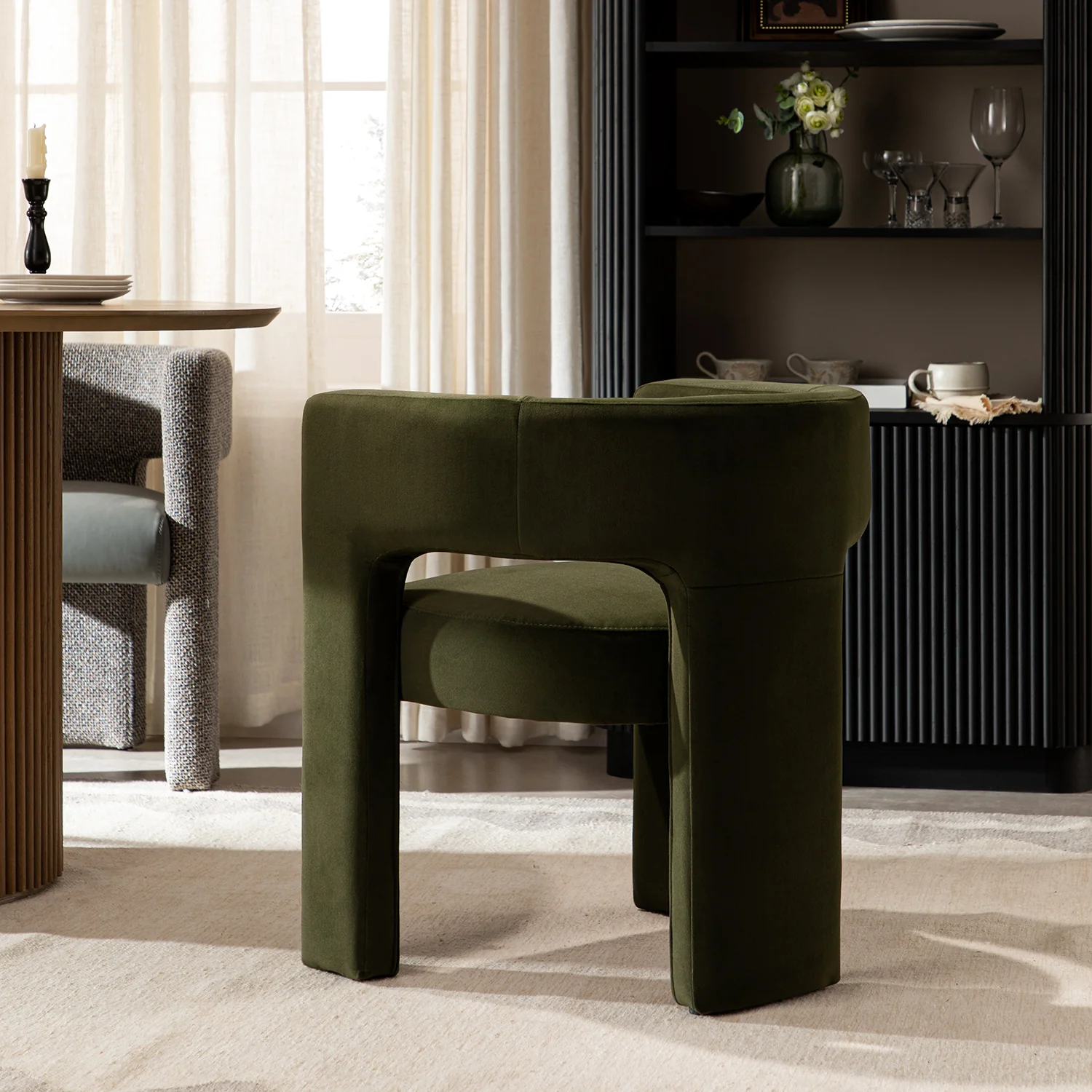 Greenwich Moss Green Velvet Dining Chair - Image 3
