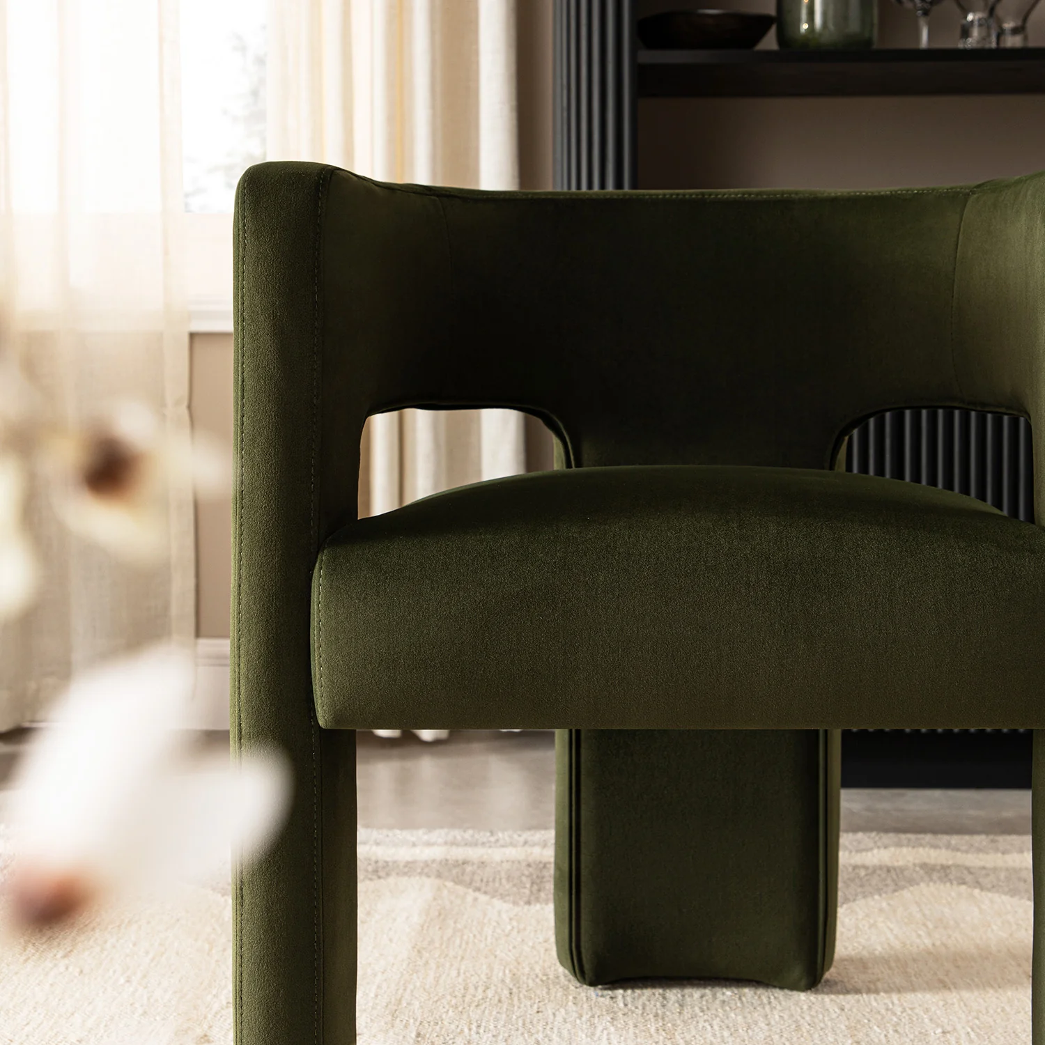 Greenwich Moss Green Velvet Dining Chair - Image 6