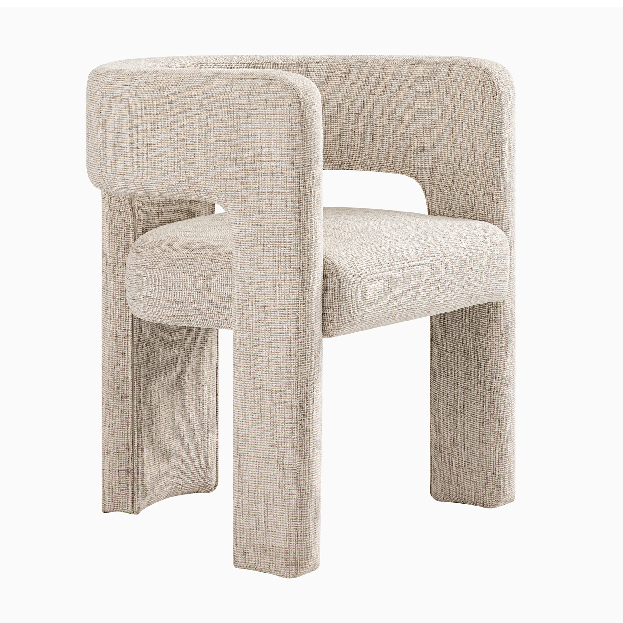 Greenwich Oatmeal & Beige Woven Textured Fabric Dining Chair - Image 10
