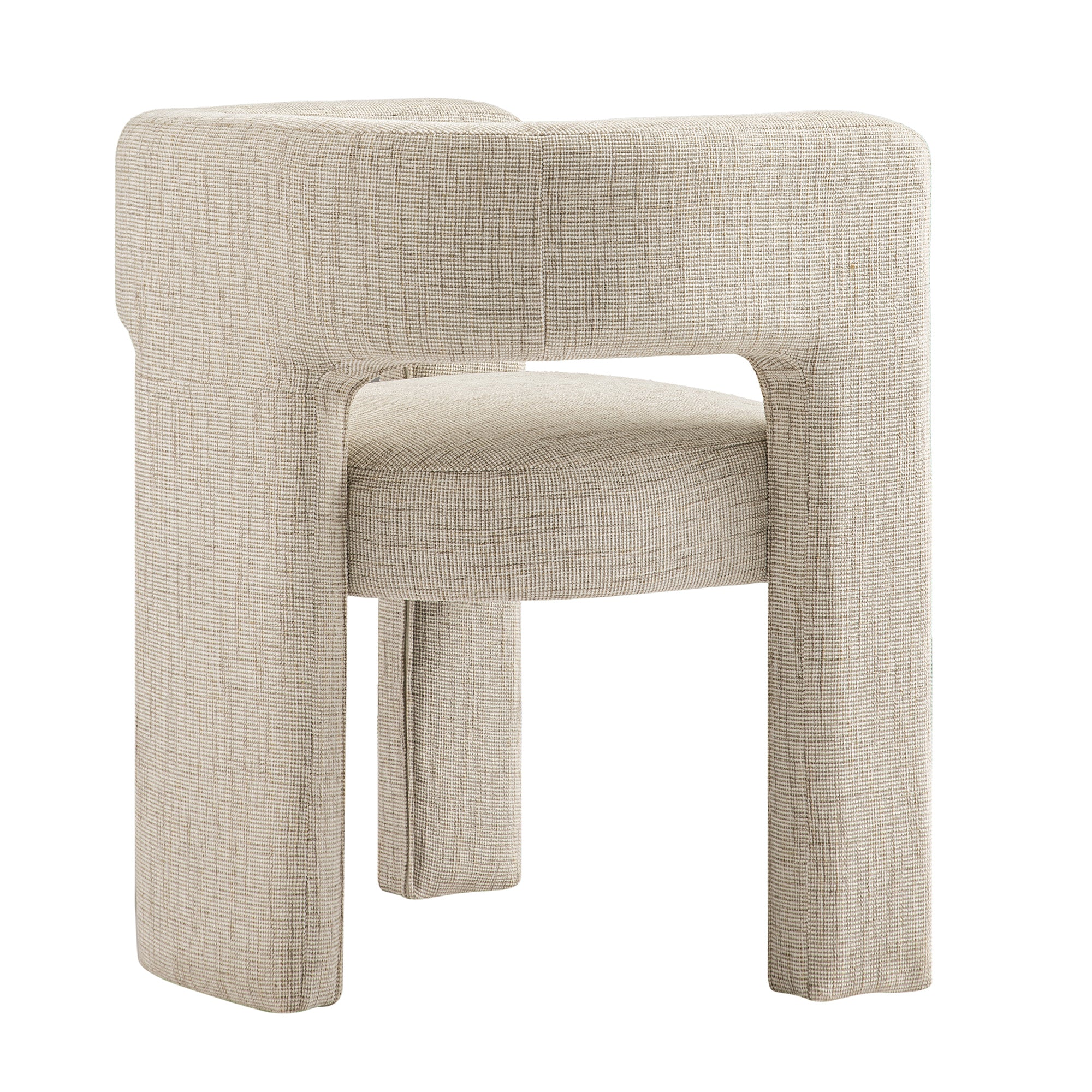 Greenwich Oatmeal & Beige Woven Textured Fabric Dining Chair - Image 12