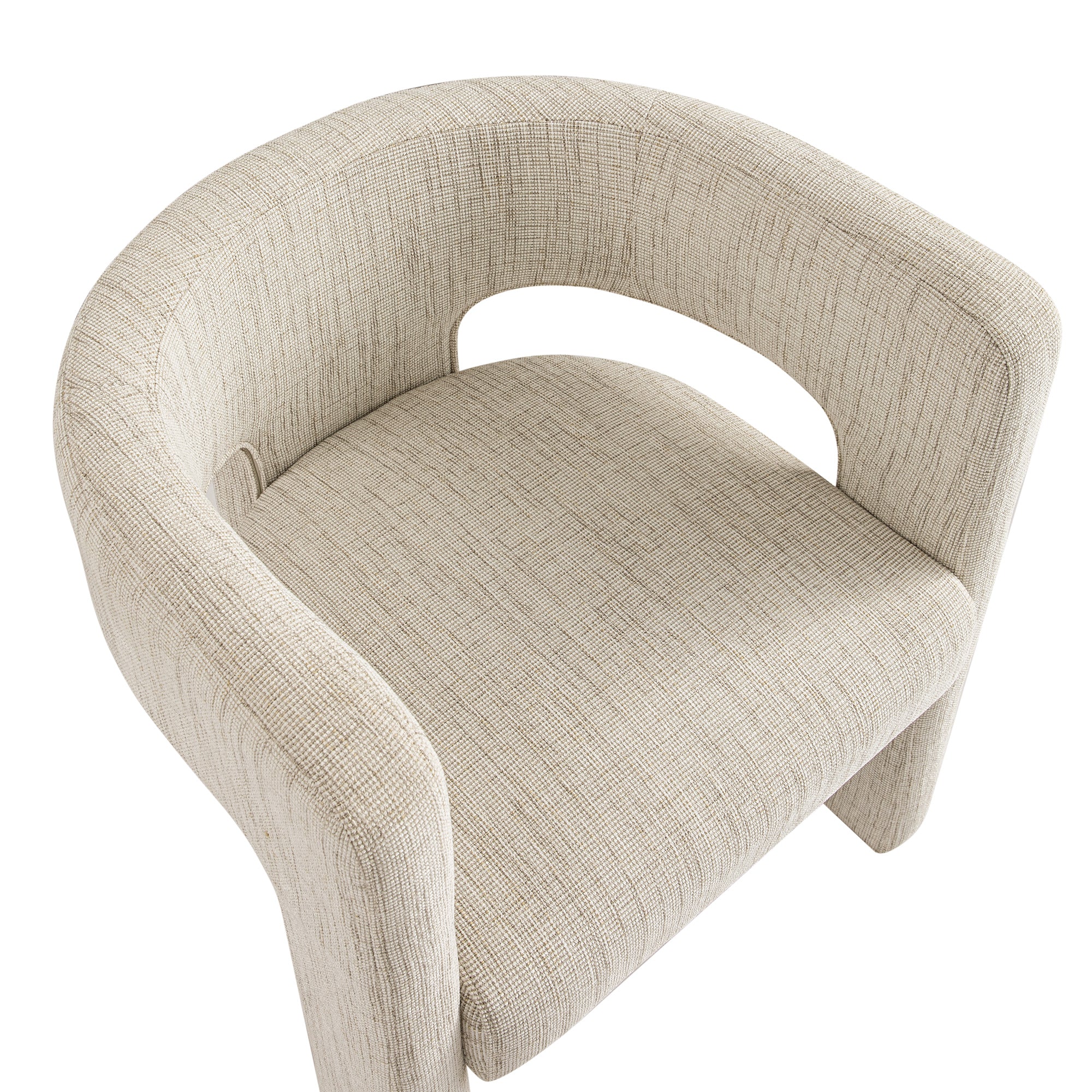 Greenwich Oatmeal & Beige Woven Textured Fabric Dining Chair - Image 13