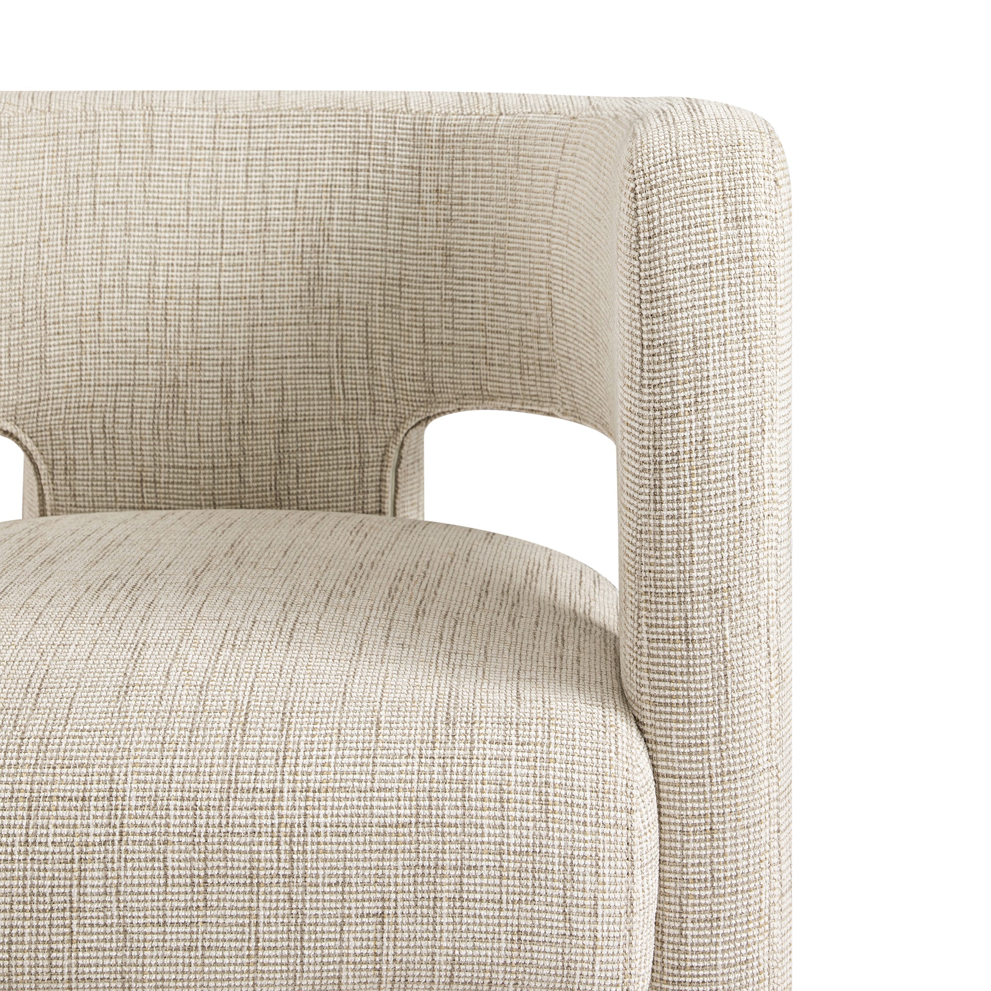 Greenwich Oatmeal & Beige Woven Textured Fabric Dining Chair - Image 14