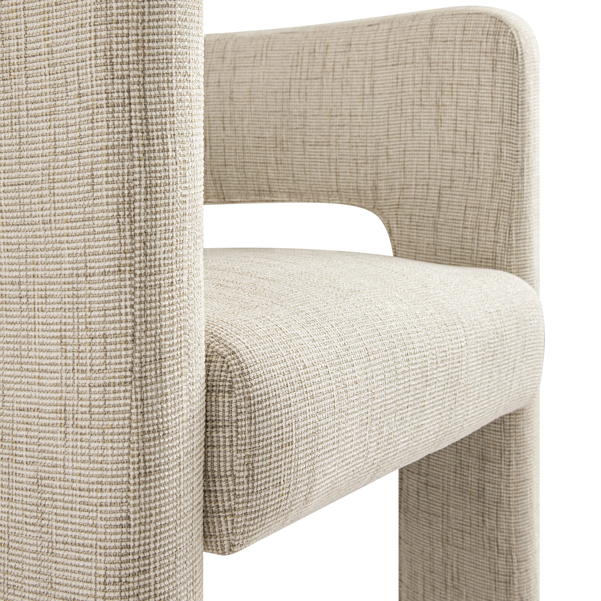 Greenwich Oatmeal & Beige Woven Textured Fabric Dining Chair - Image 15