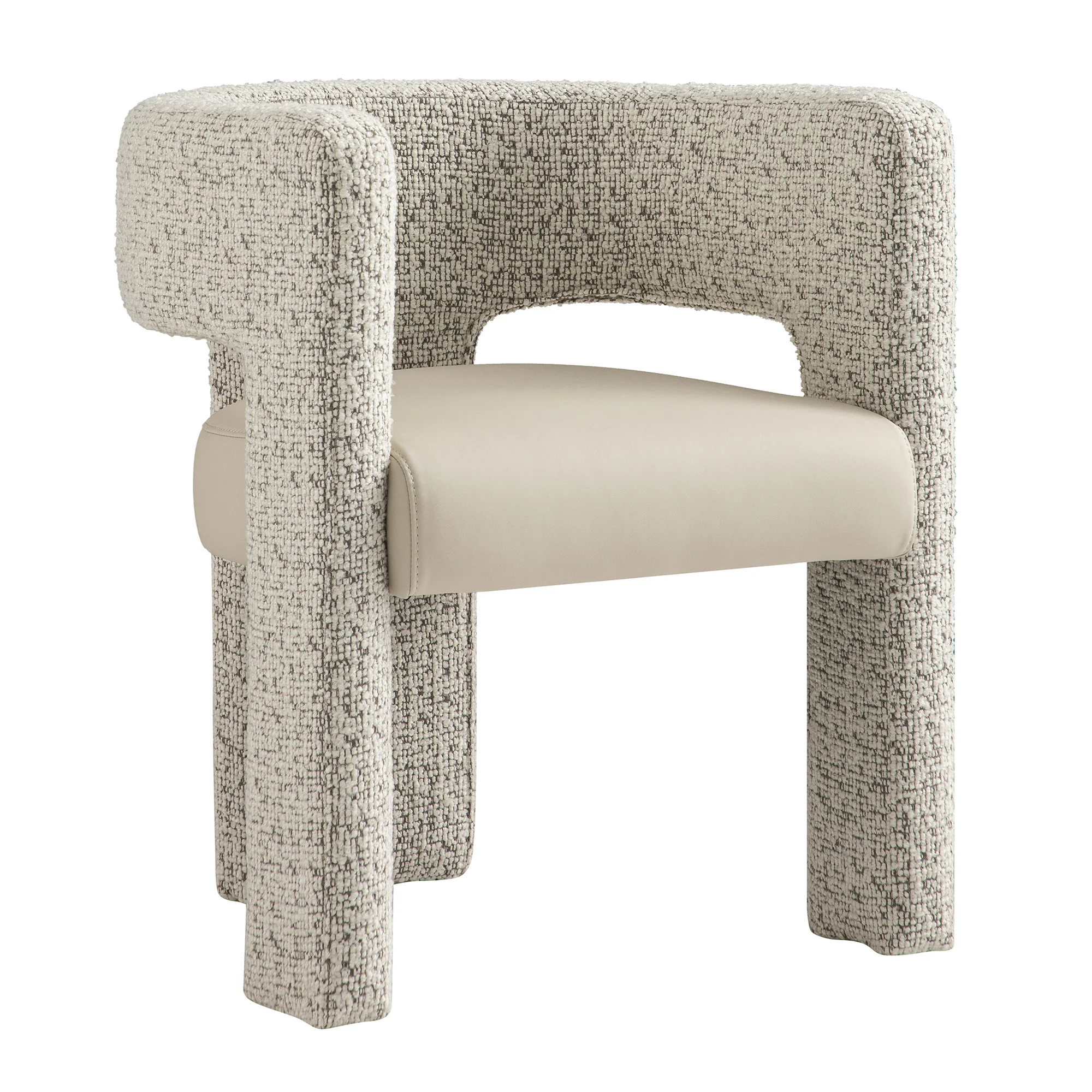 Greenwich Taupe Boucle and Beige Faux Leather Seat Dining Chair - Image 10