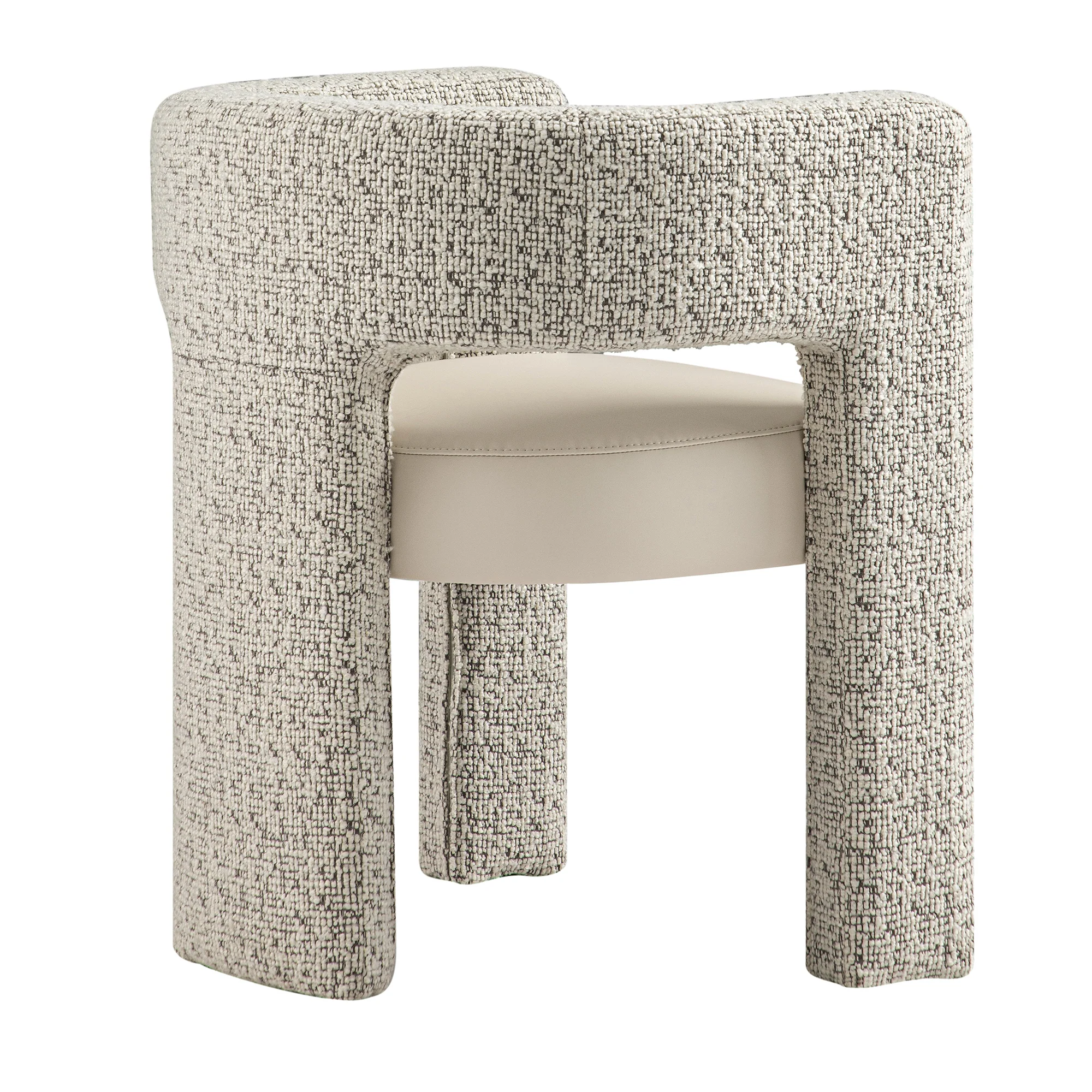 Greenwich Taupe Boucle and Beige Faux Leather Seat Dining Chair - Image 12