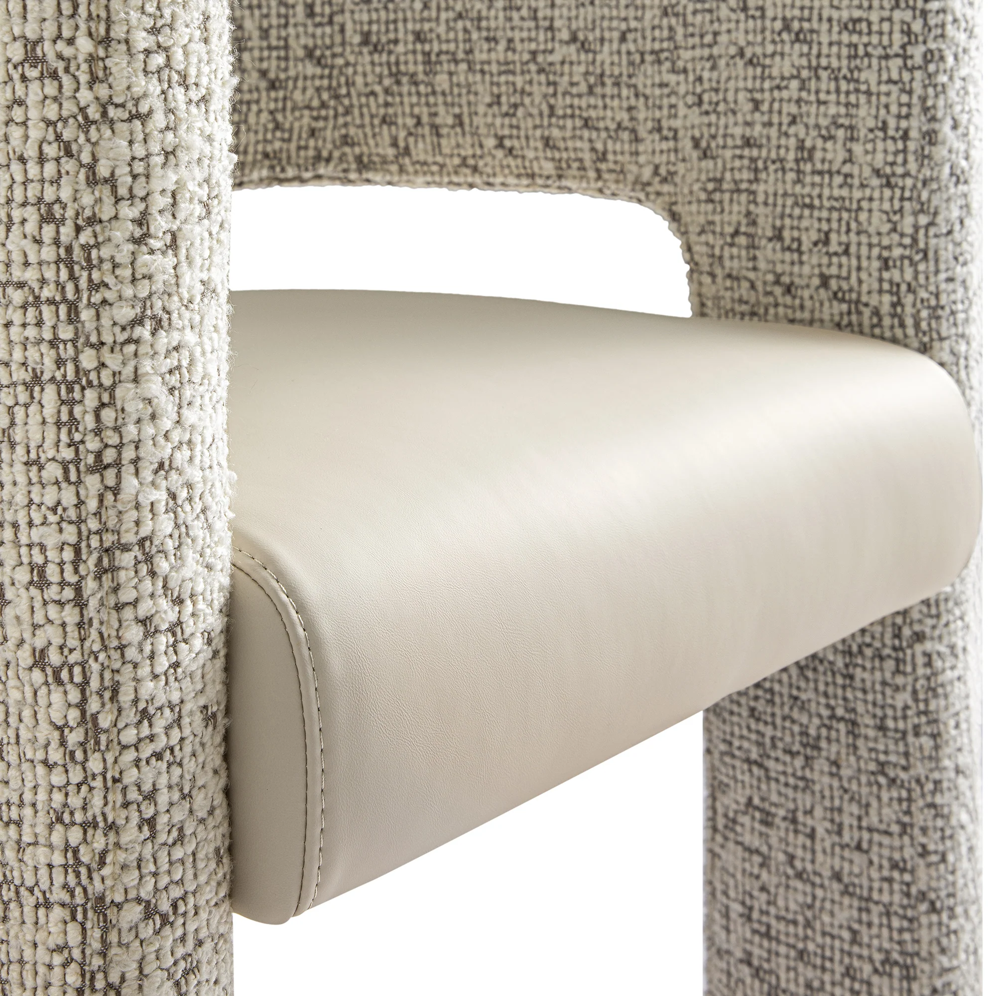 Greenwich Taupe Boucle and Beige Faux Leather Seat Dining Chair - Image 15