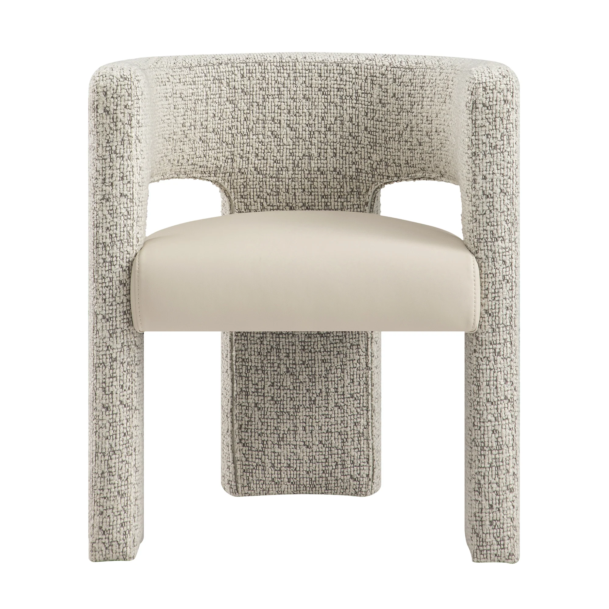 Greenwich Taupe Boucle and Beige Faux Leather Seat Dining Chair - Image 7