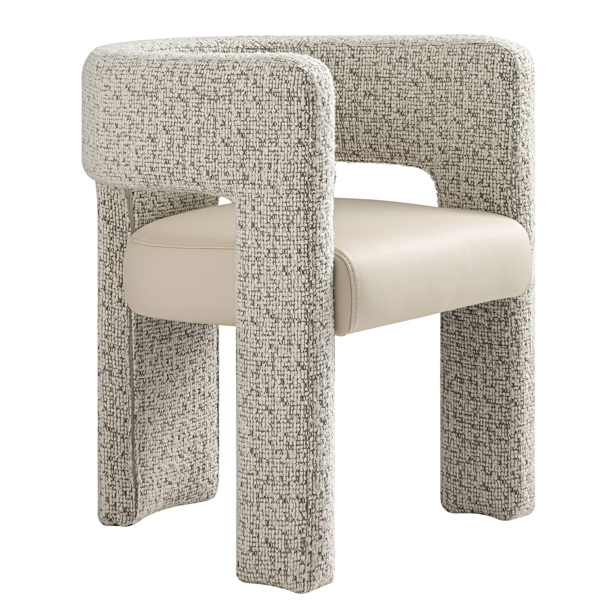 Greenwich Taupe Boucle and Beige Faux Leather Seat Dining Chair - Image 8