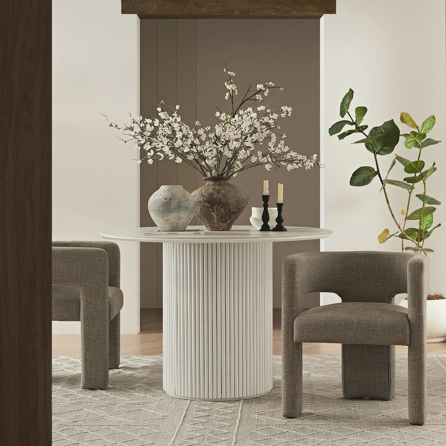 Greenwich Wheat Woven Textured Fabric Dining Chair - Image 2