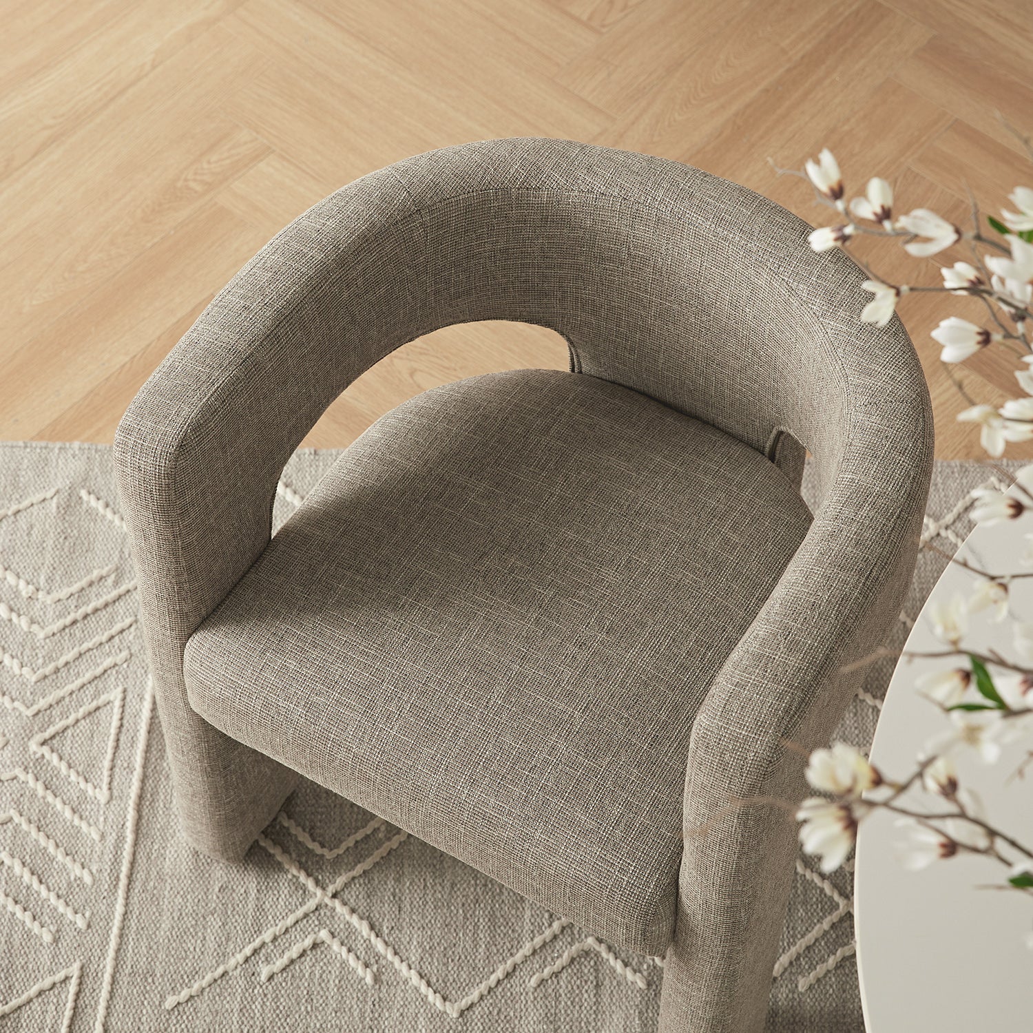 Greenwich Wheat Woven Textured Fabric Dining Chair - Image 3