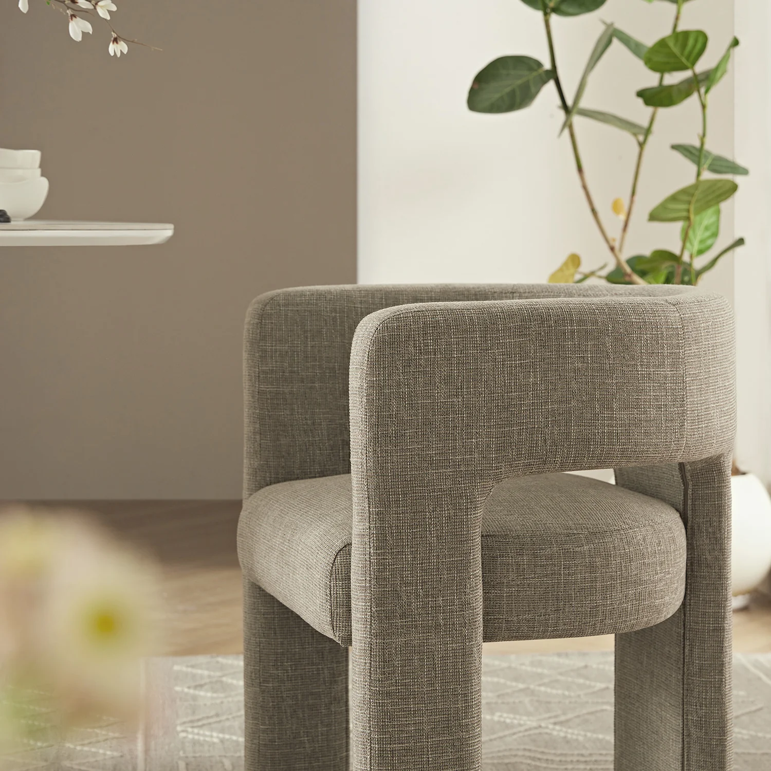 Greenwich Wheat Woven Textured Fabric Dining Chair - Image 5