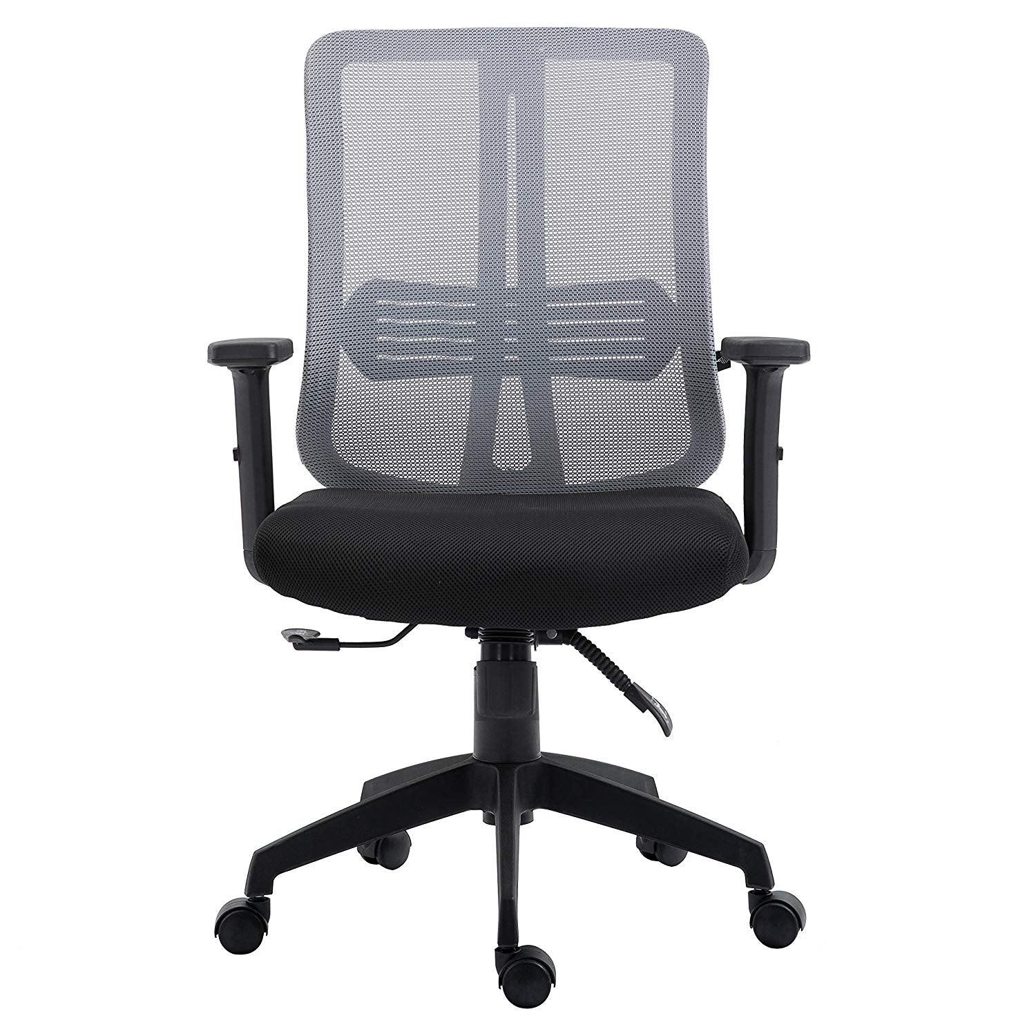Grey Mesh Medium Back Executive Office Chair Swivel Desk Chair with Synchro-Tilt, Adjustable Armrests - Image 2