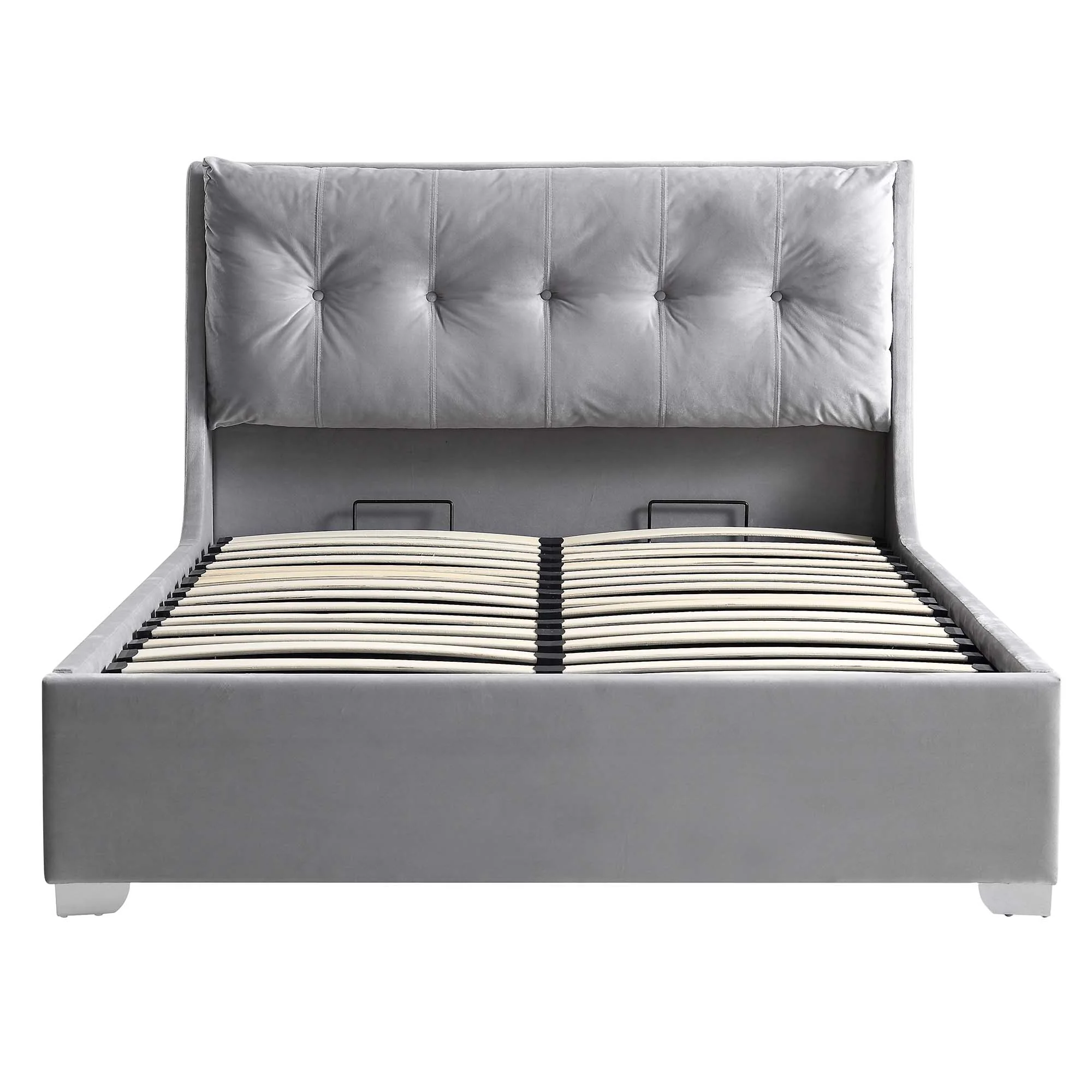 Hadley Grey Velvet Ottoman Storage Bed - Image 3