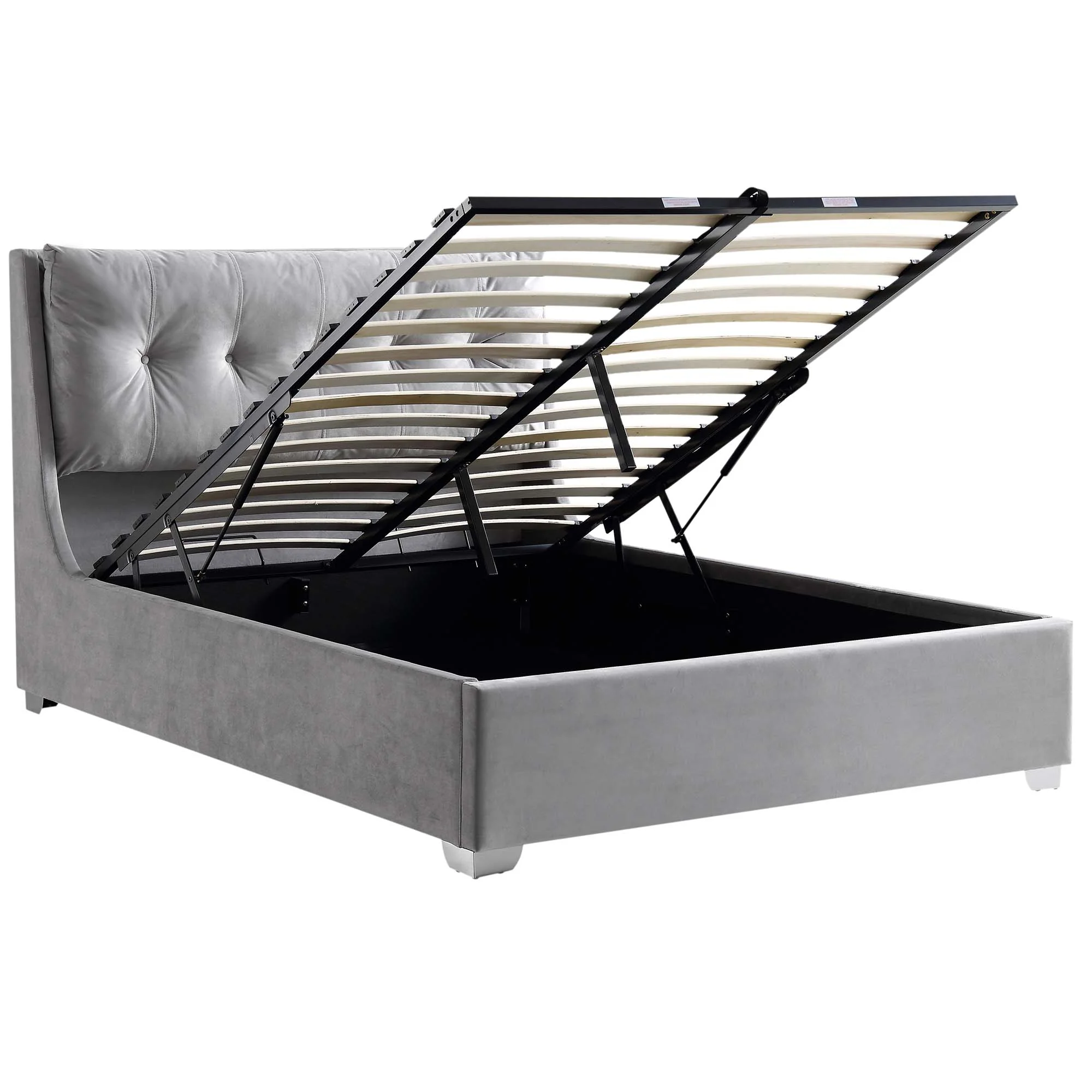 Hadley Grey Velvet Ottoman Storage Bed - Image 4