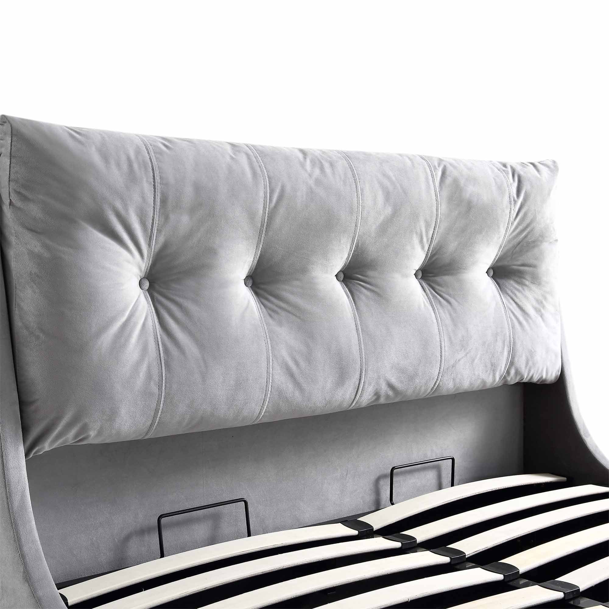 Hadley Grey Velvet Ottoman Storage Bed - Image 8