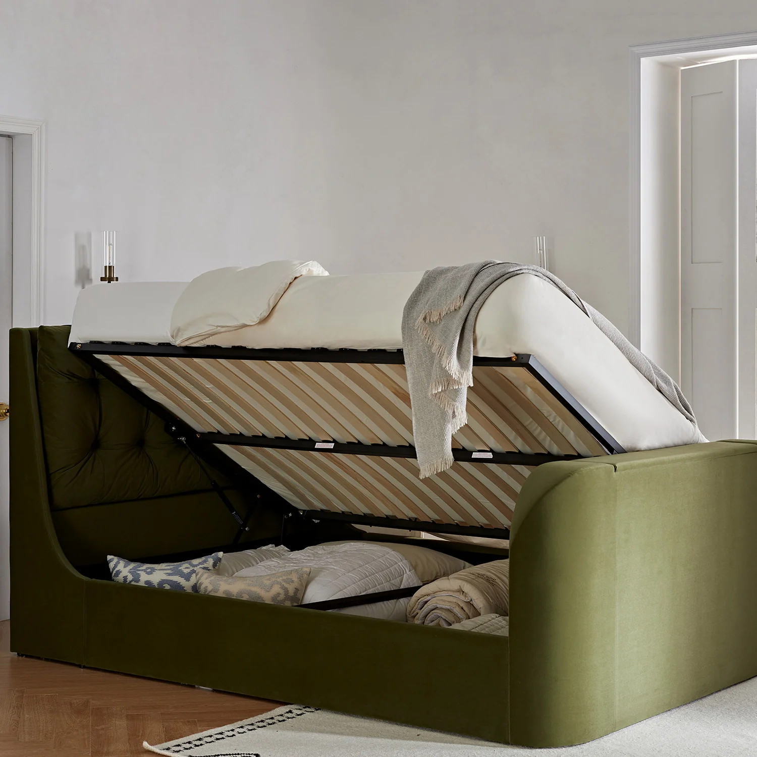 Hadley Moss Green Velvet Ottoman TV Bed - Image 6