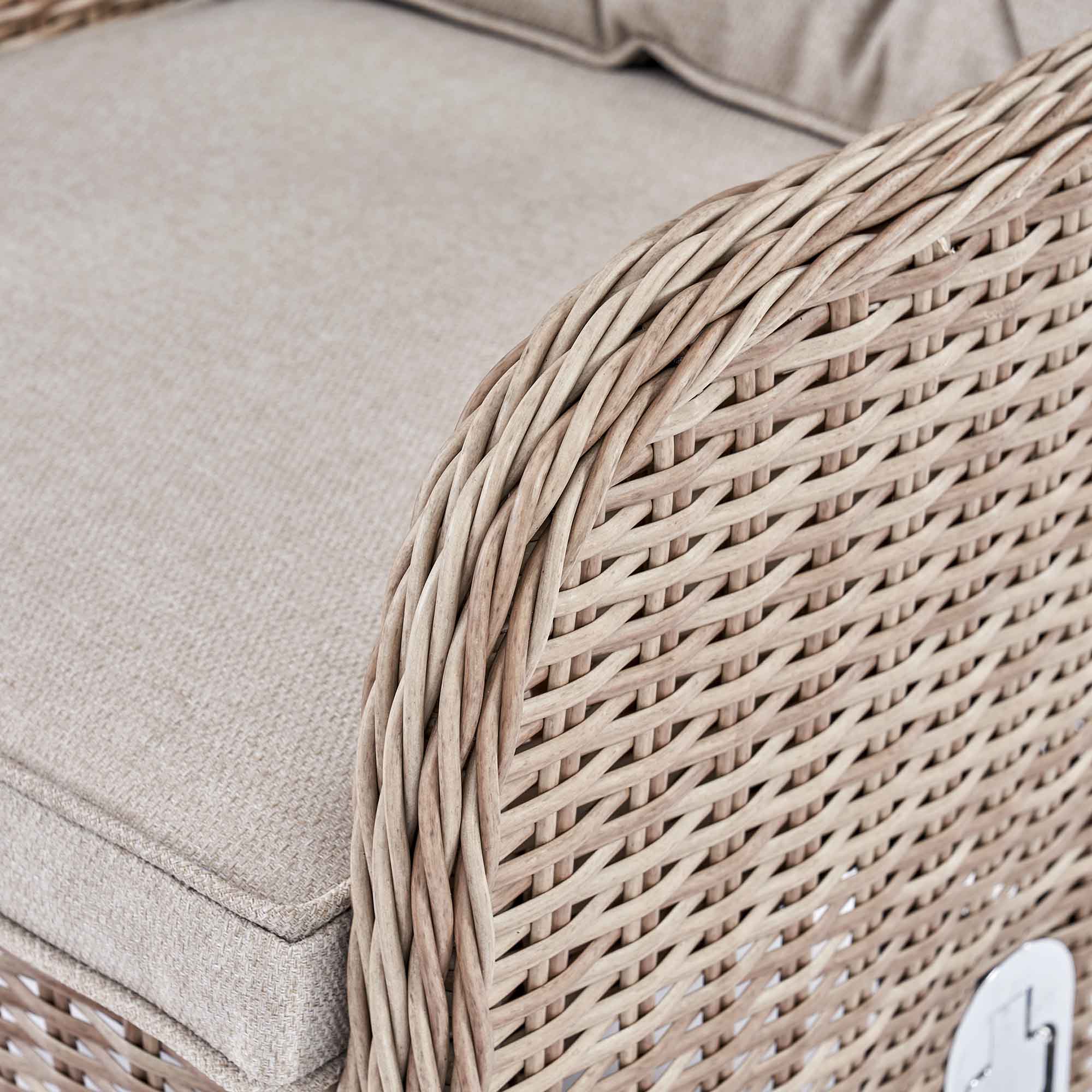 Hampshire 2-Seater Round Wicker Reclining Bistro Set with Stools, Natural - Image 15