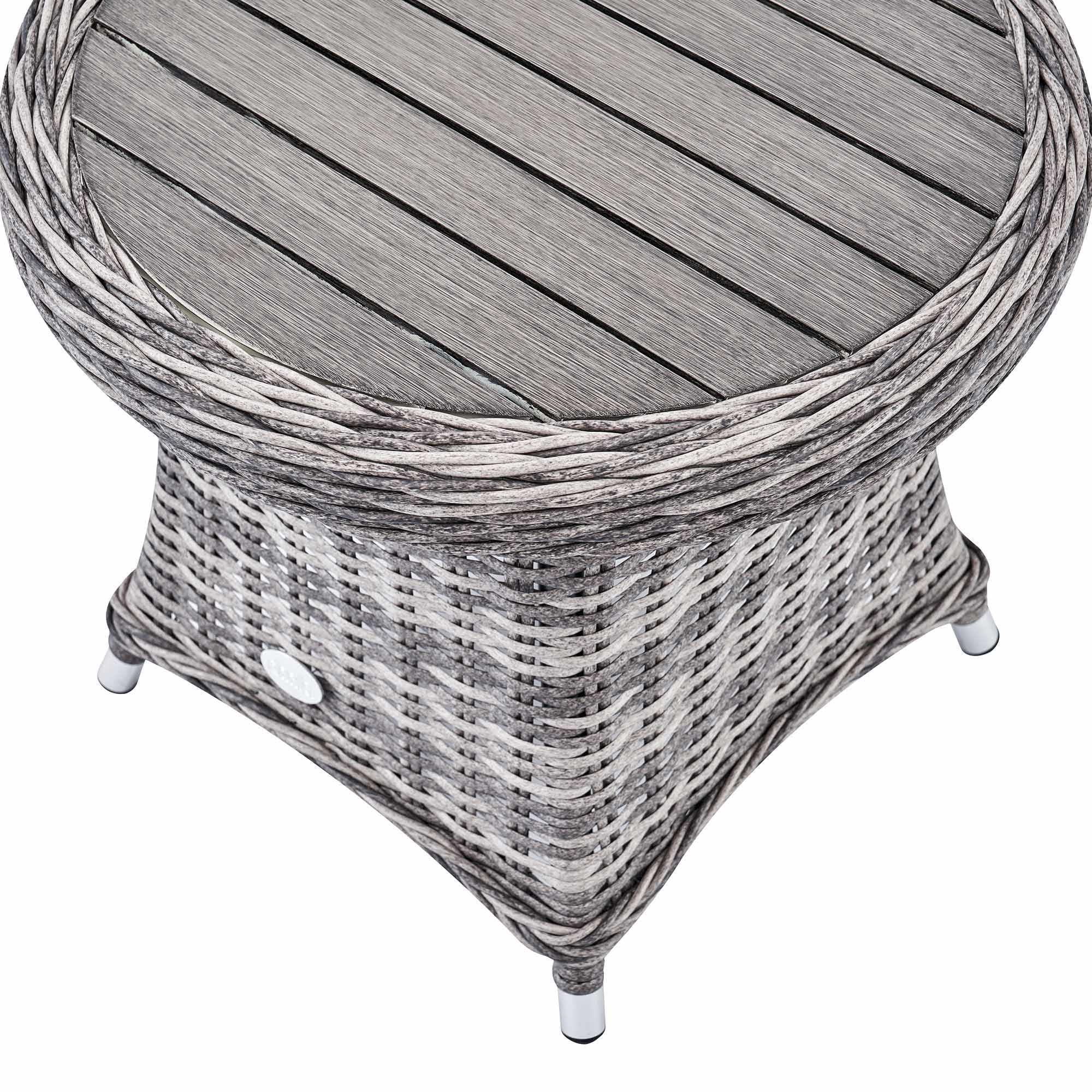 Hampshire 2-Seater Round Wicker Reclining Bistro Set with Stools, Light Grey - Image 14