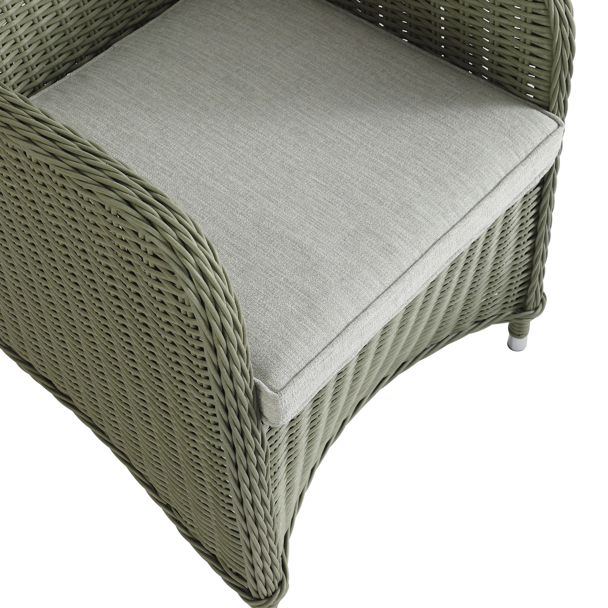 Hampshire 4-Seater Round Wicker Rattan Dining Set, Desert Sage - Image 13