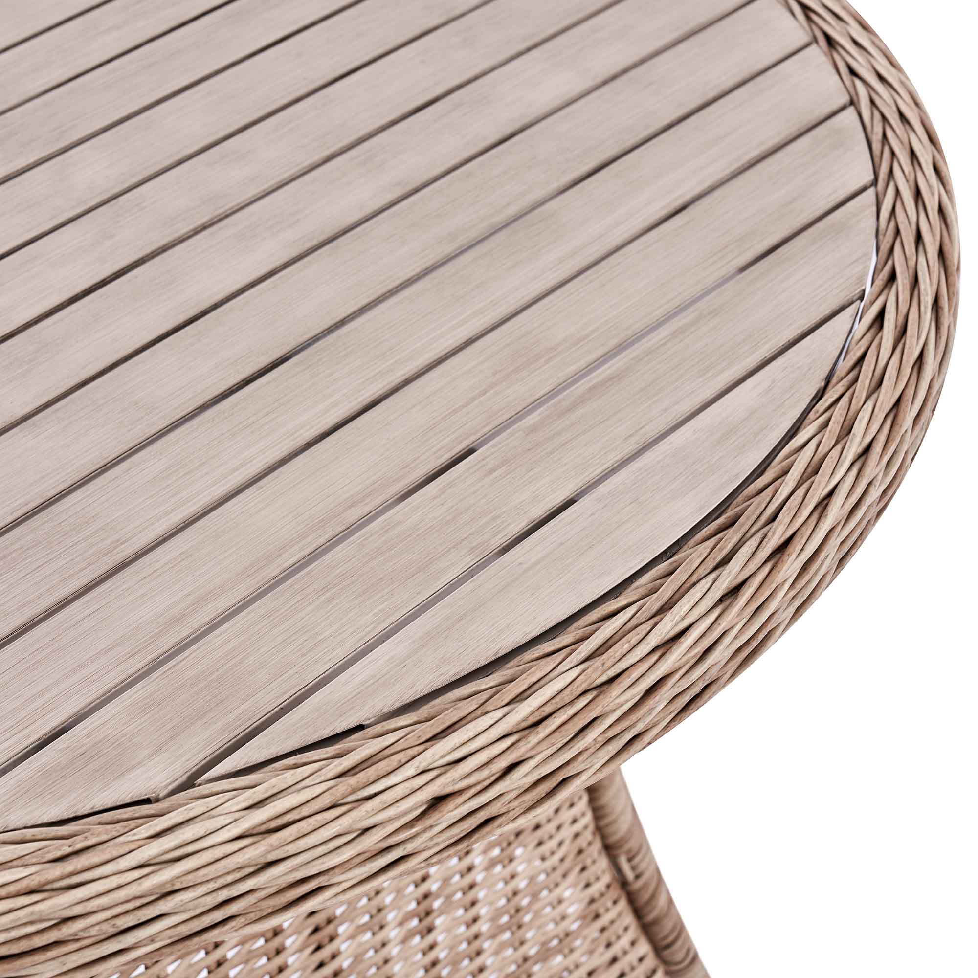 Hampshire 4-Seater Round Wicker Rattan Dining Set, Natural - Image 12