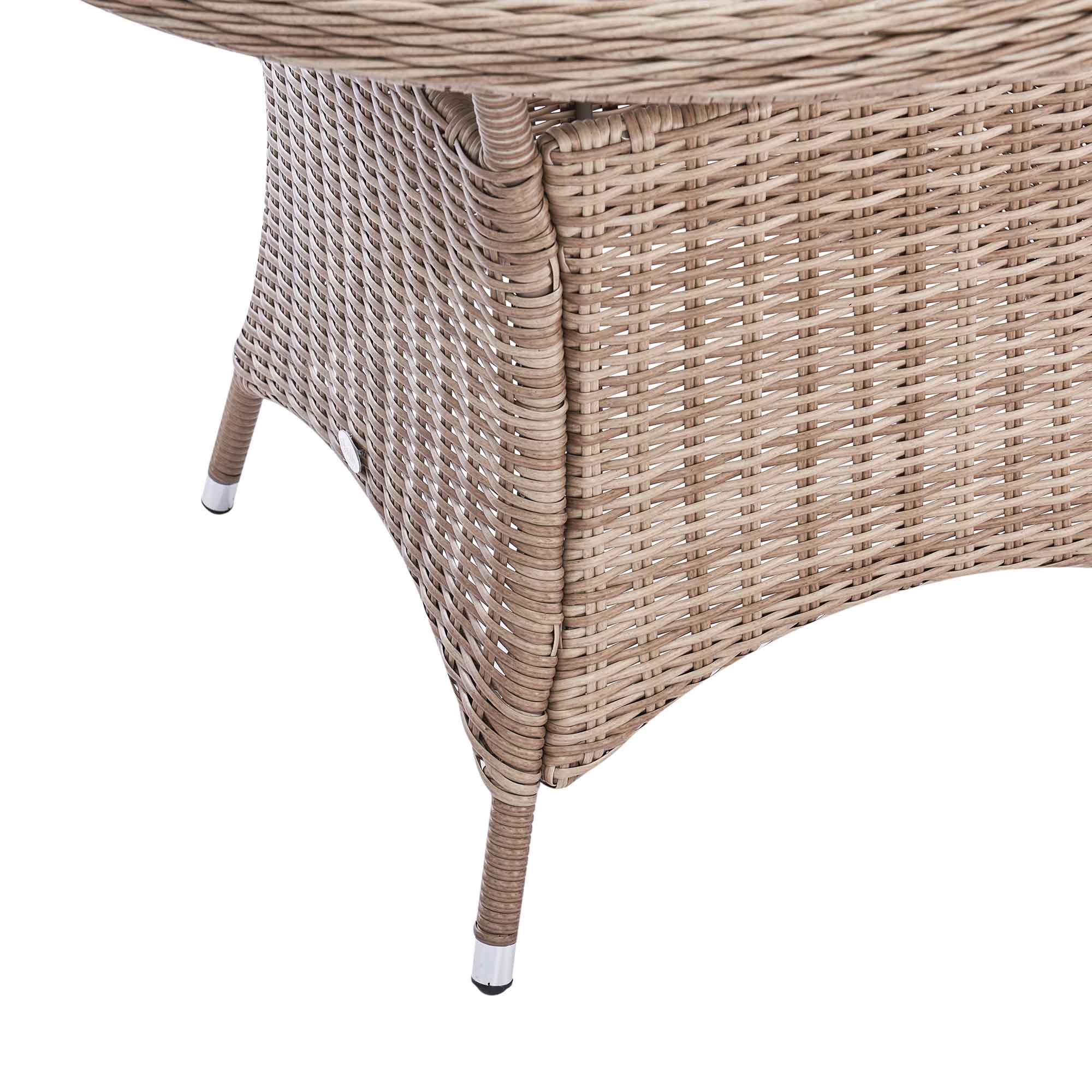 Hampshire 4-Seater Round Wicker Rattan Dining Set, Natural - Image 13