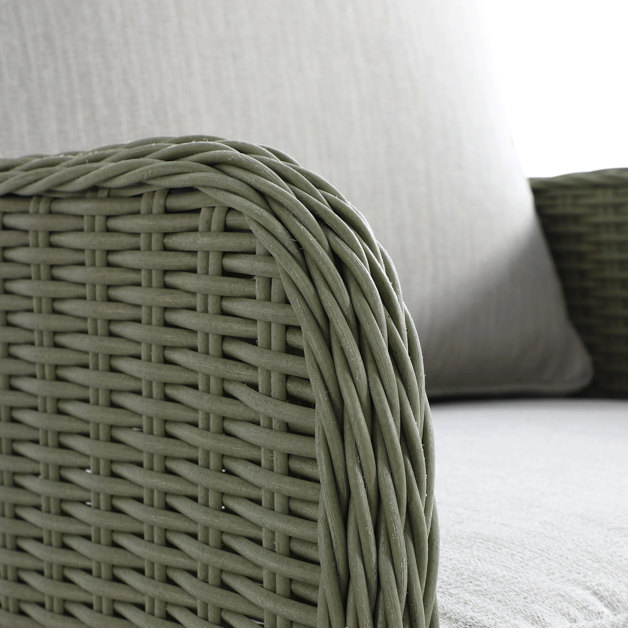 Hampshire 7-Seater Round Wicker Rattan Sofa Set with Rising Table, Desert Sage - Image 20