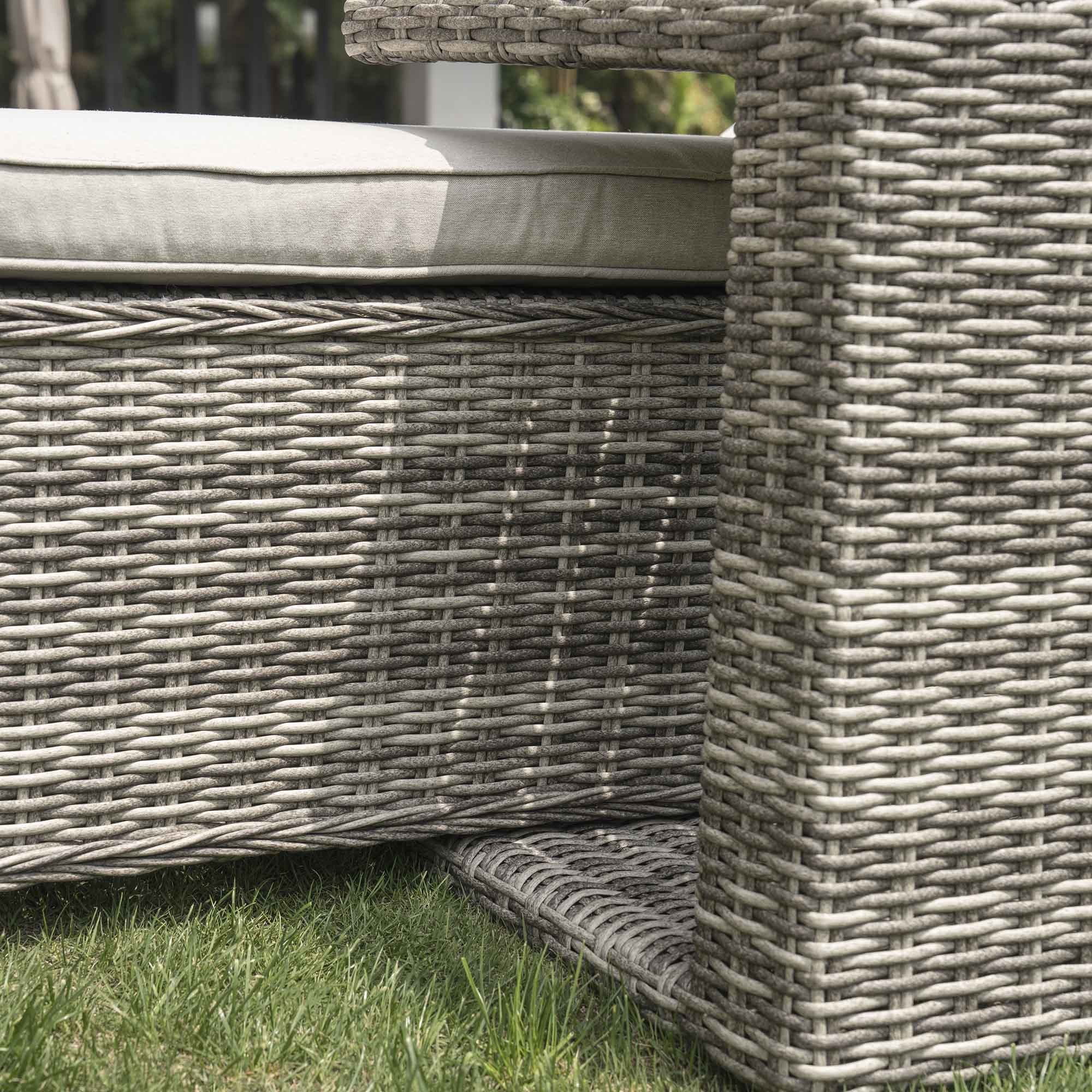 Hampshire Round Wicker Rattan Sun Lounger, Light Grey - Image 3