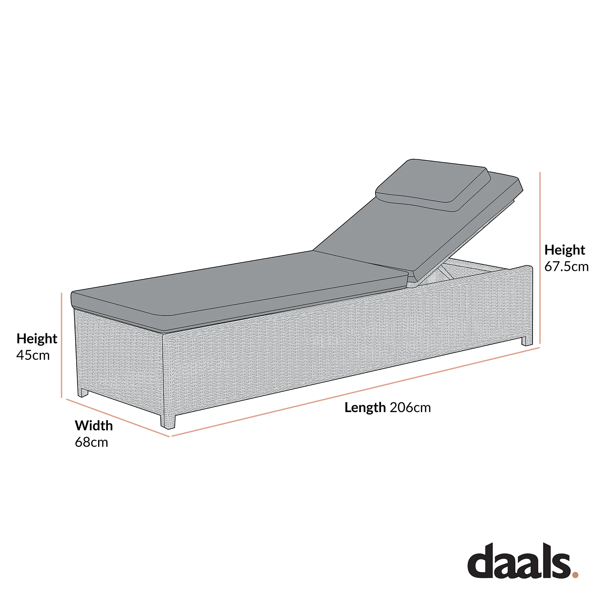 Hampshire Round Wicker Rattan Sun Lounger, Light Grey - Image 6