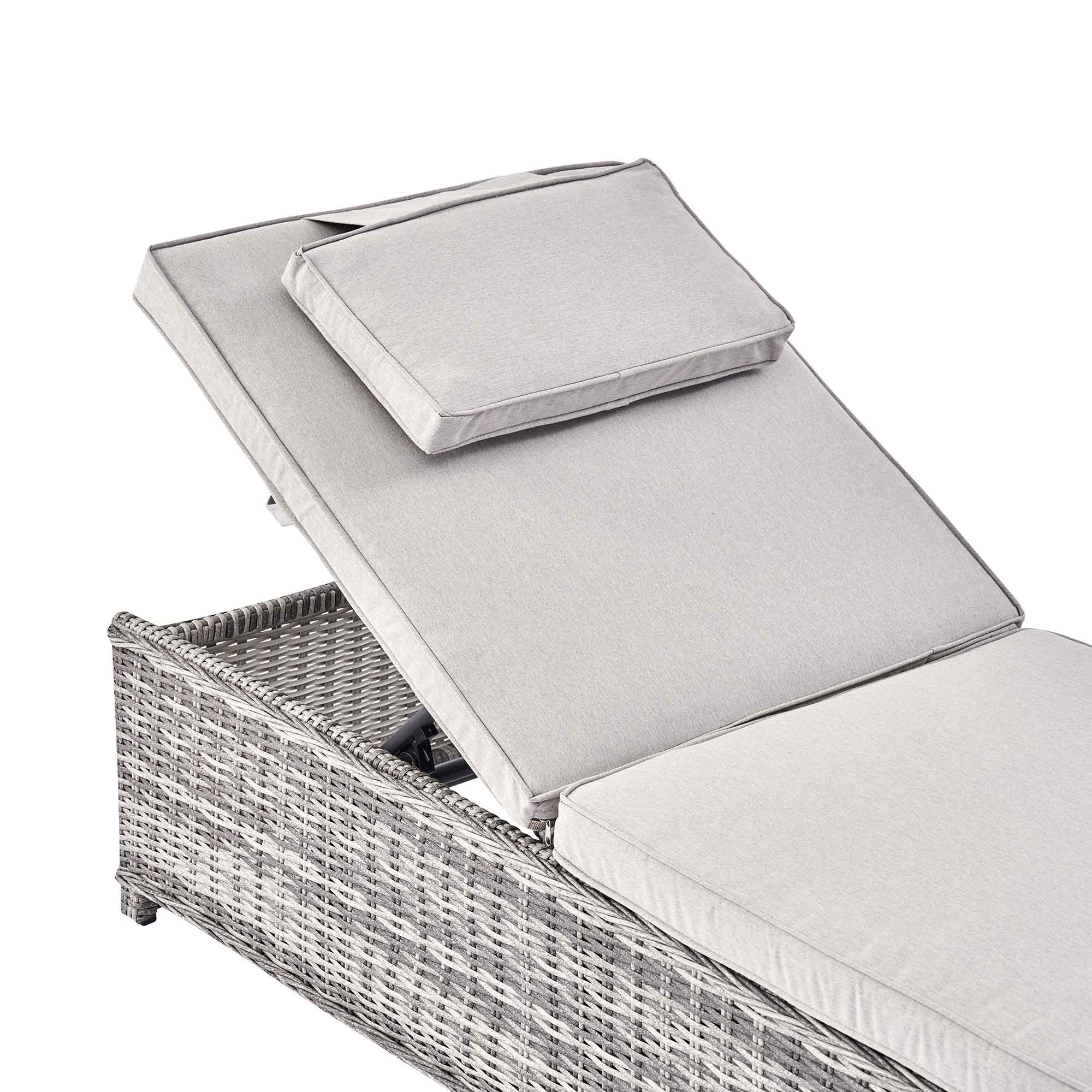 Hampshire Round Wicker Rattan Sun Lounger, Light Grey - Image 8