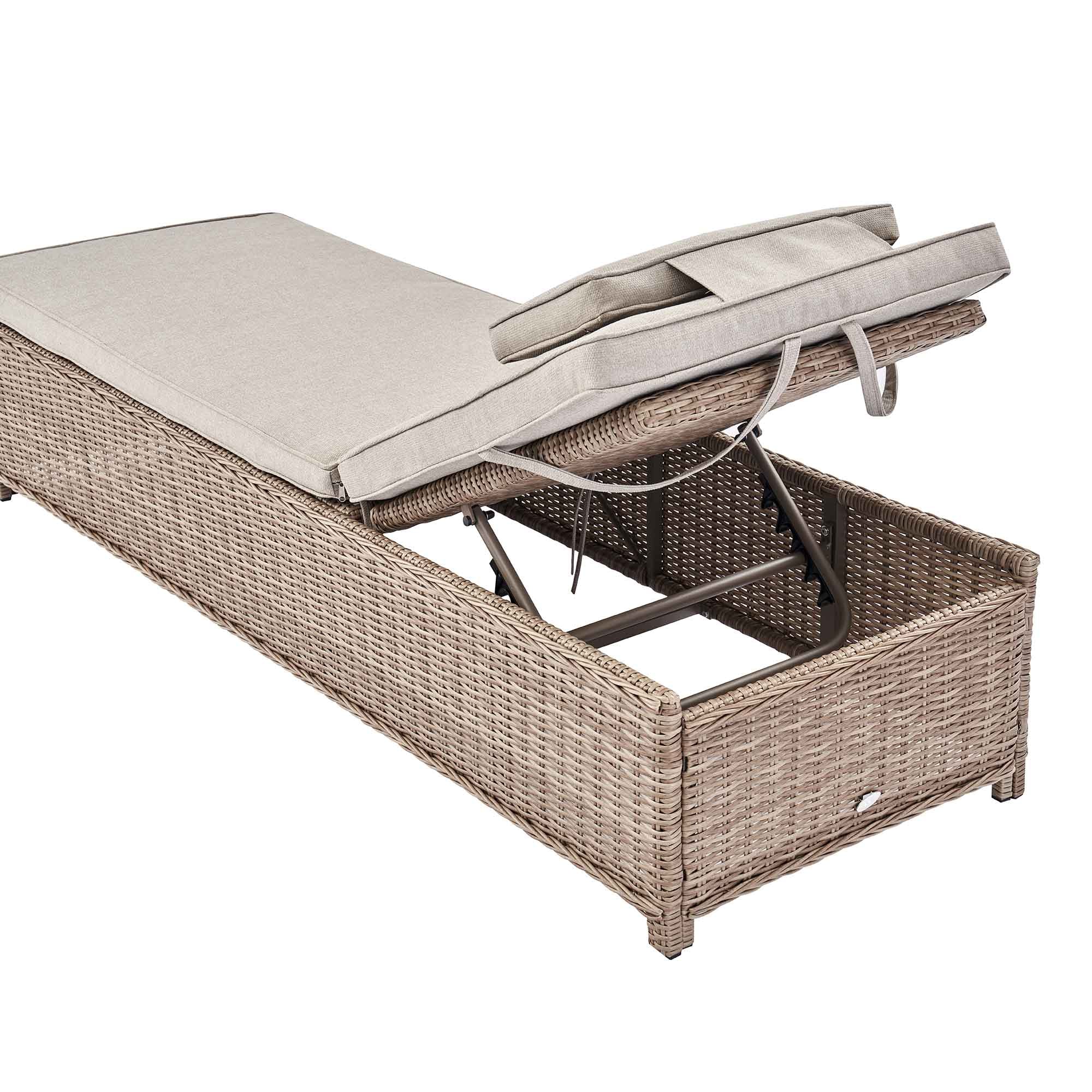 Hampshire Round Wicker Rattan Sun Lounger, Natural - Image 11