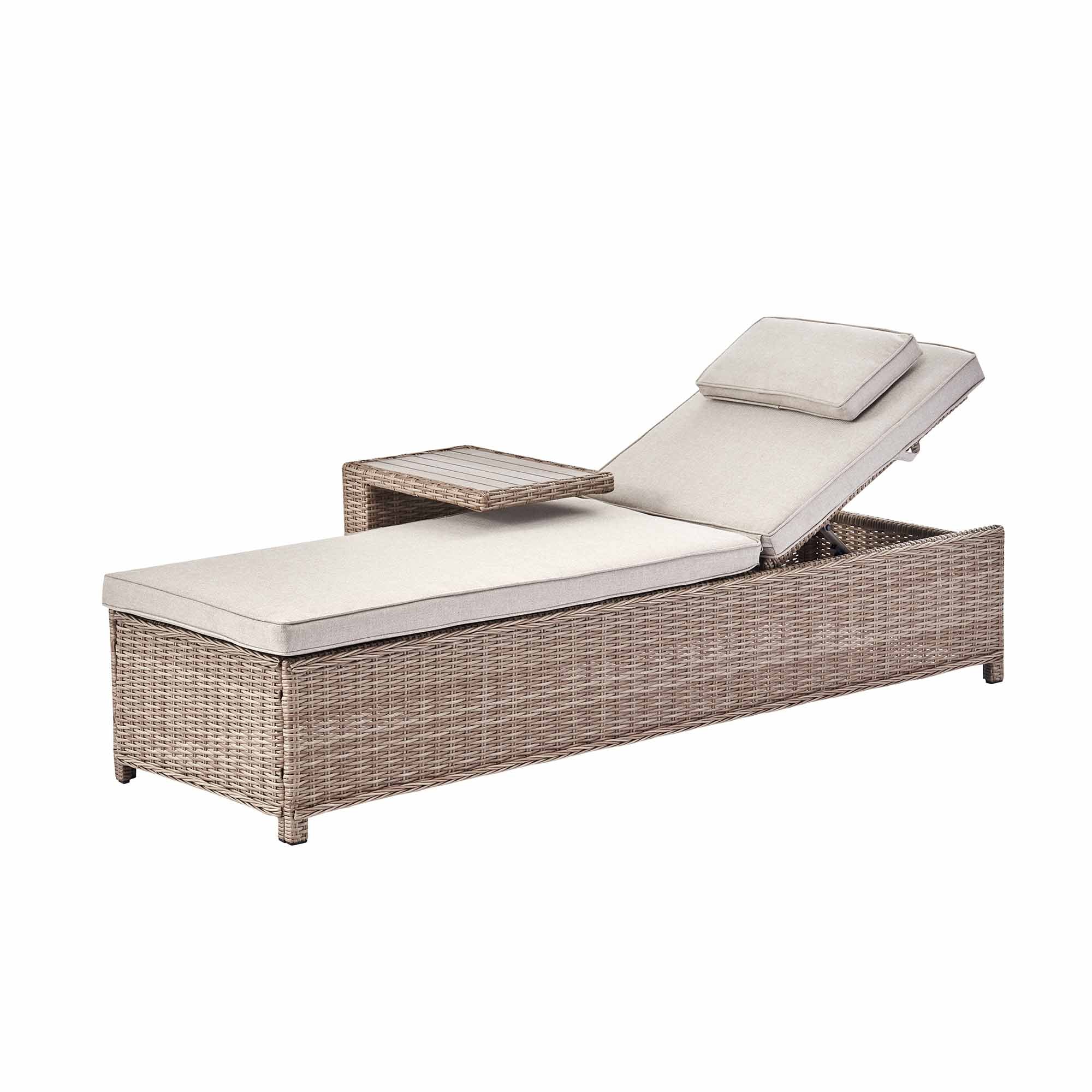 Hampshire Round Wicker Rattan Sun Lounger, Natural - Image 6
