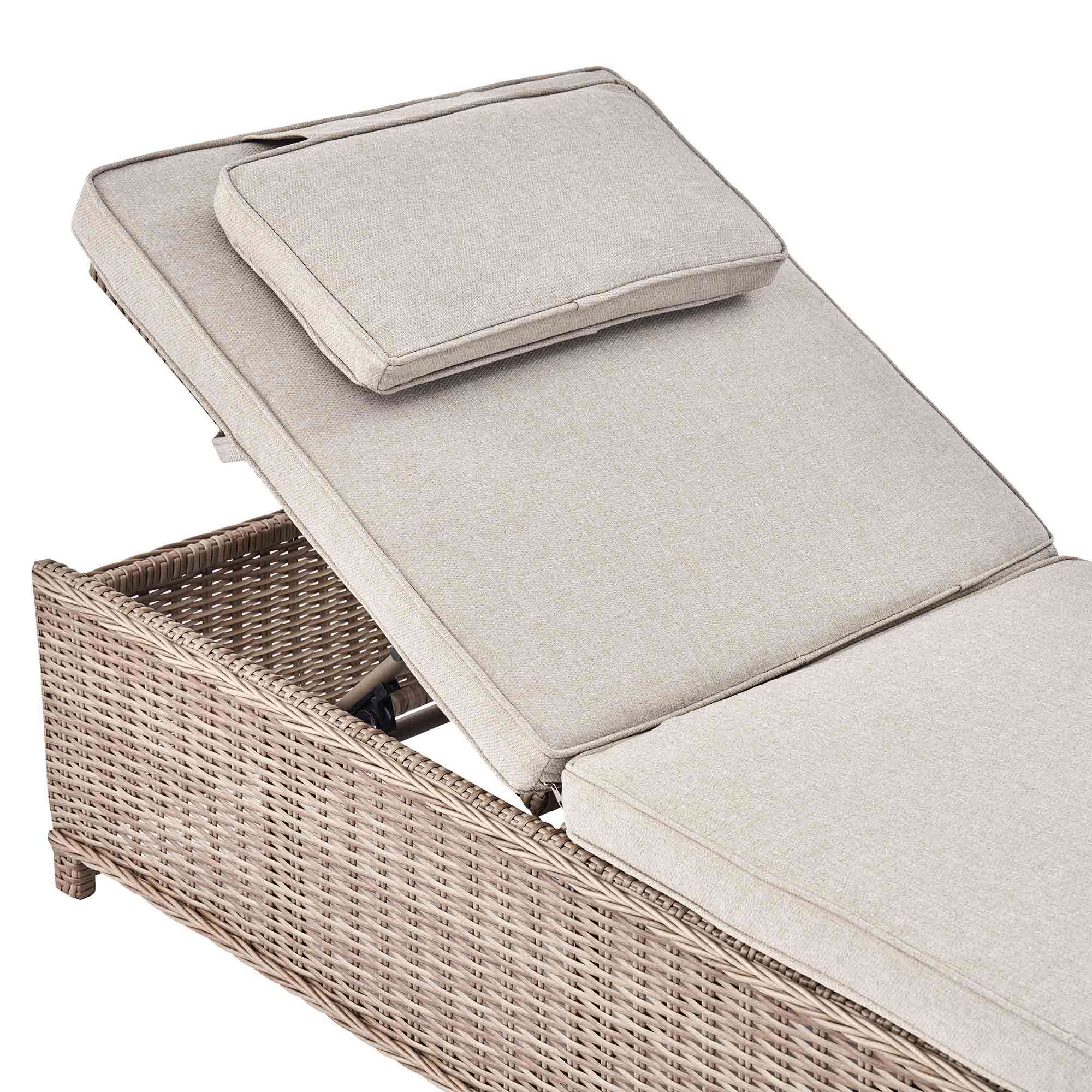 Hampshire Round Wicker Rattan Sun Lounger, Natural - Image 9