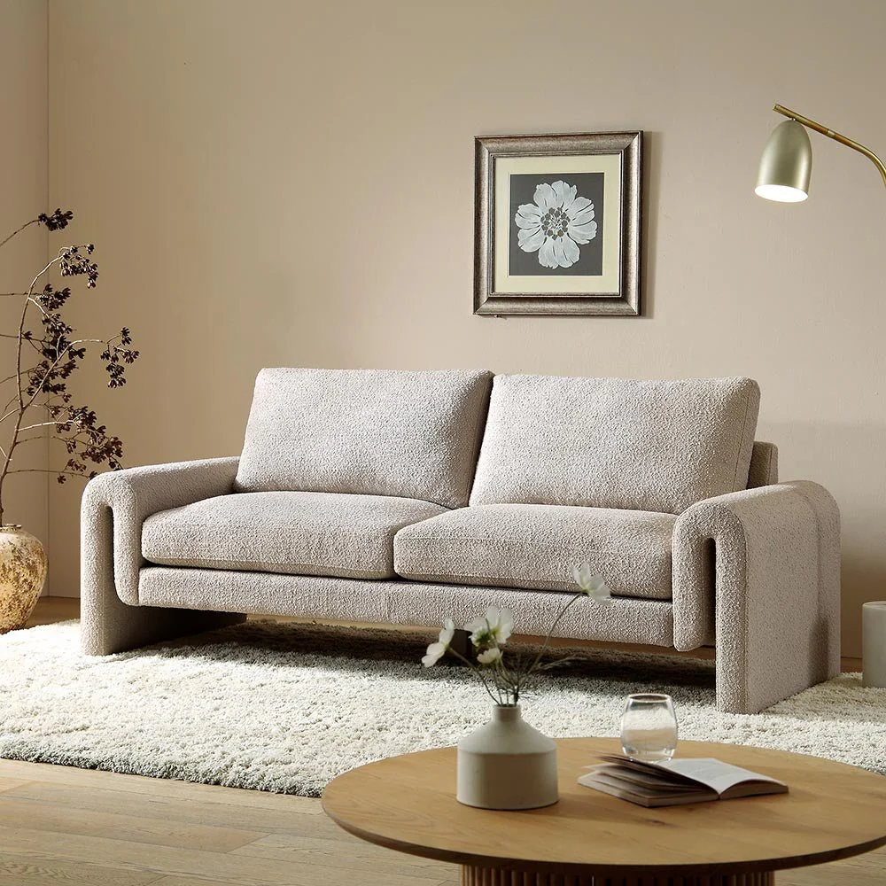 Hampstead Taupe Boucle Curved 3-Seater Sofa - Image 2