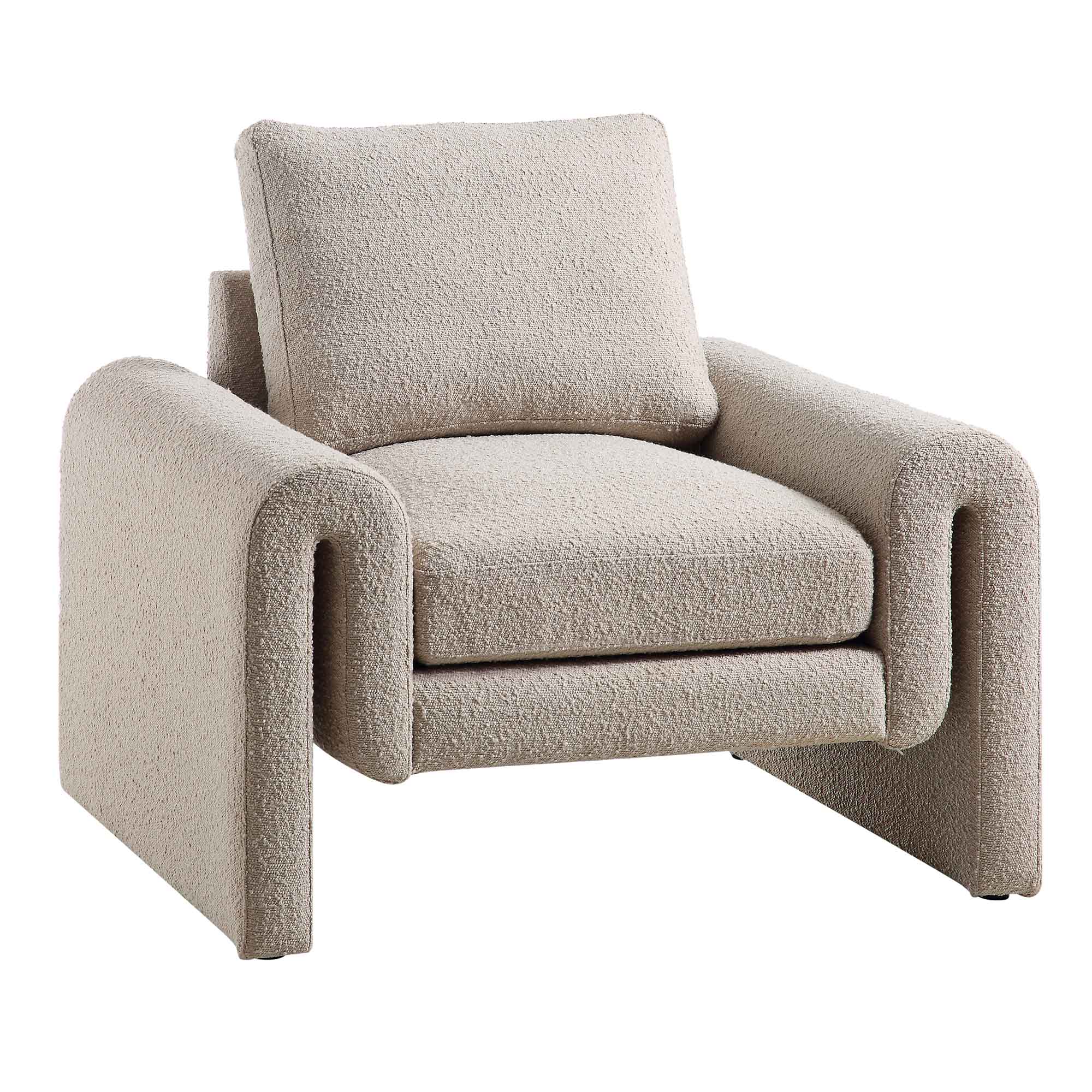 Hampstead Taupe Boucle Curved Armchair - Image 3