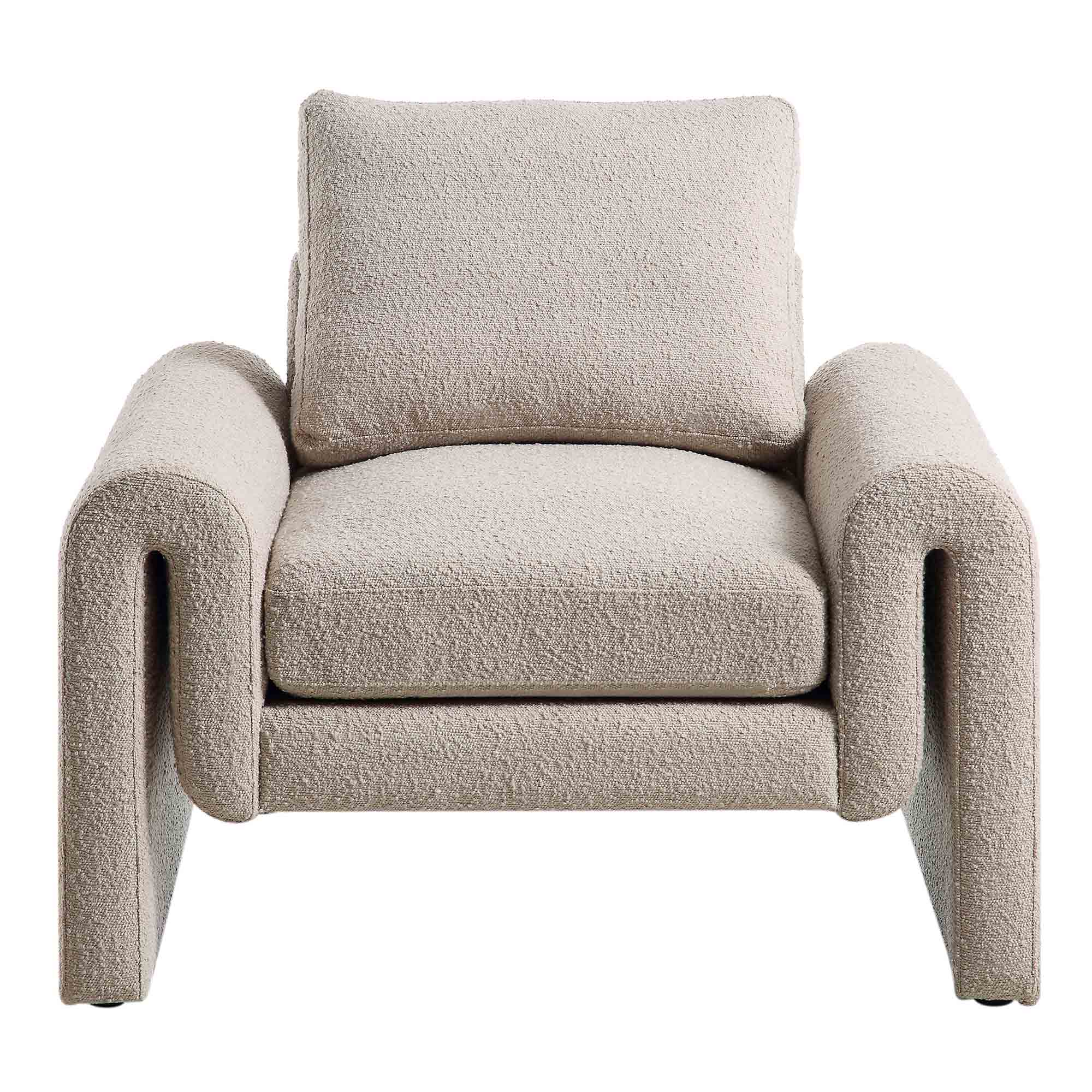 Hampstead Taupe Boucle Curved Armchair - Image 4