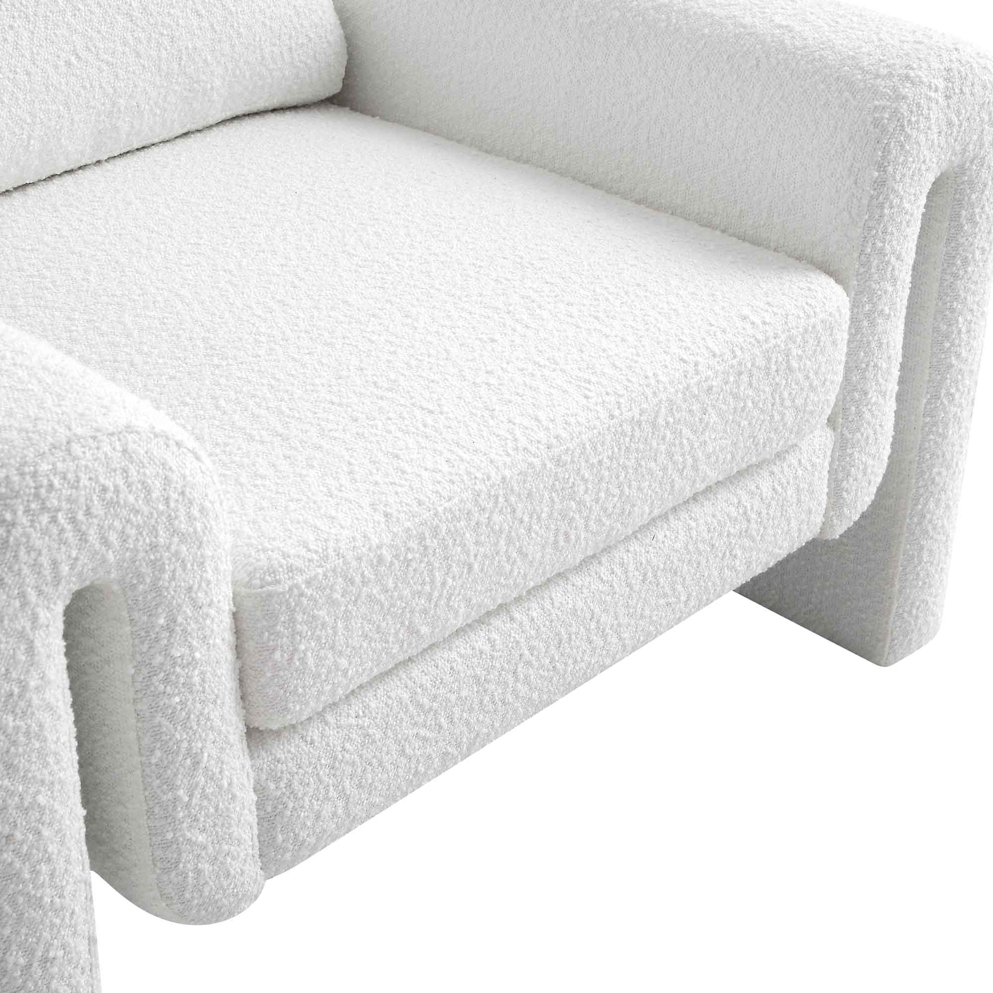 Hampstead White Boucle Curved Armchair - Image 10