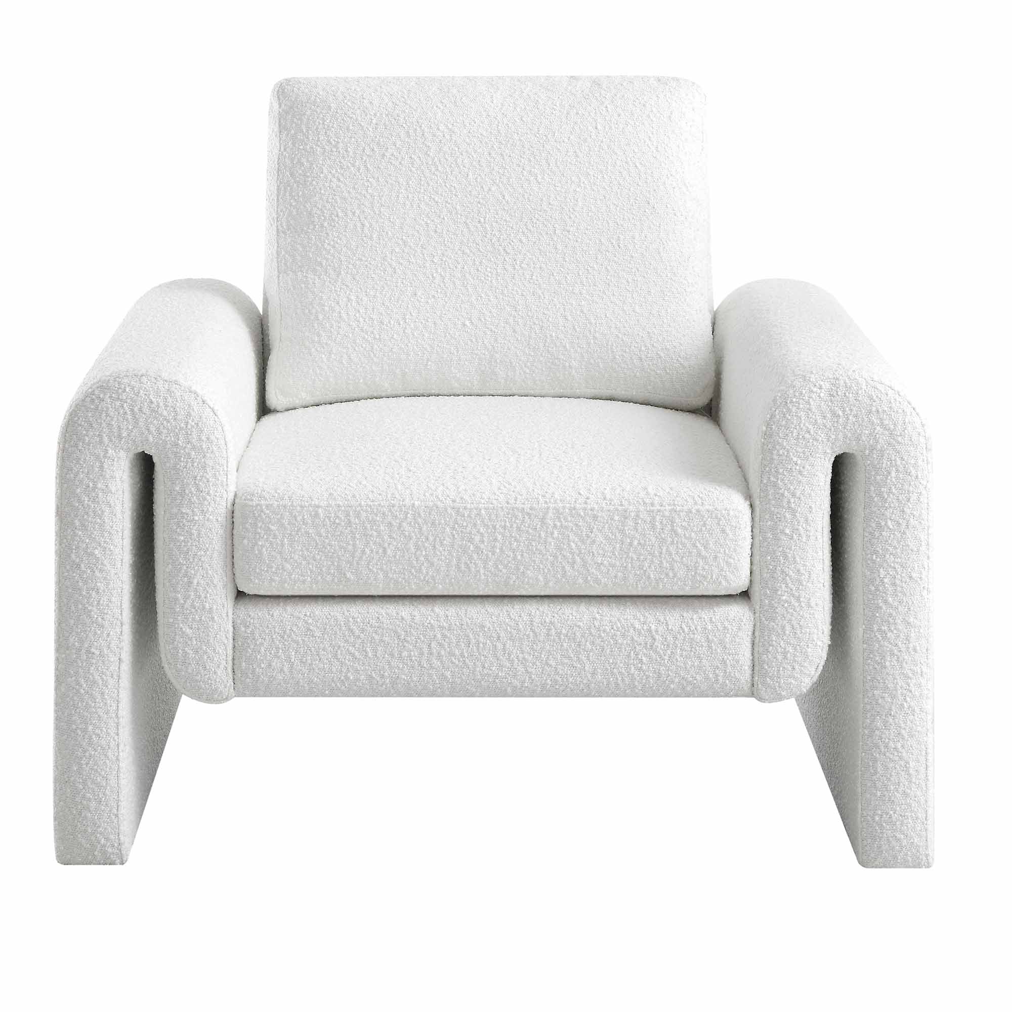 Hampstead White Boucle Curved Armchair - Image 3