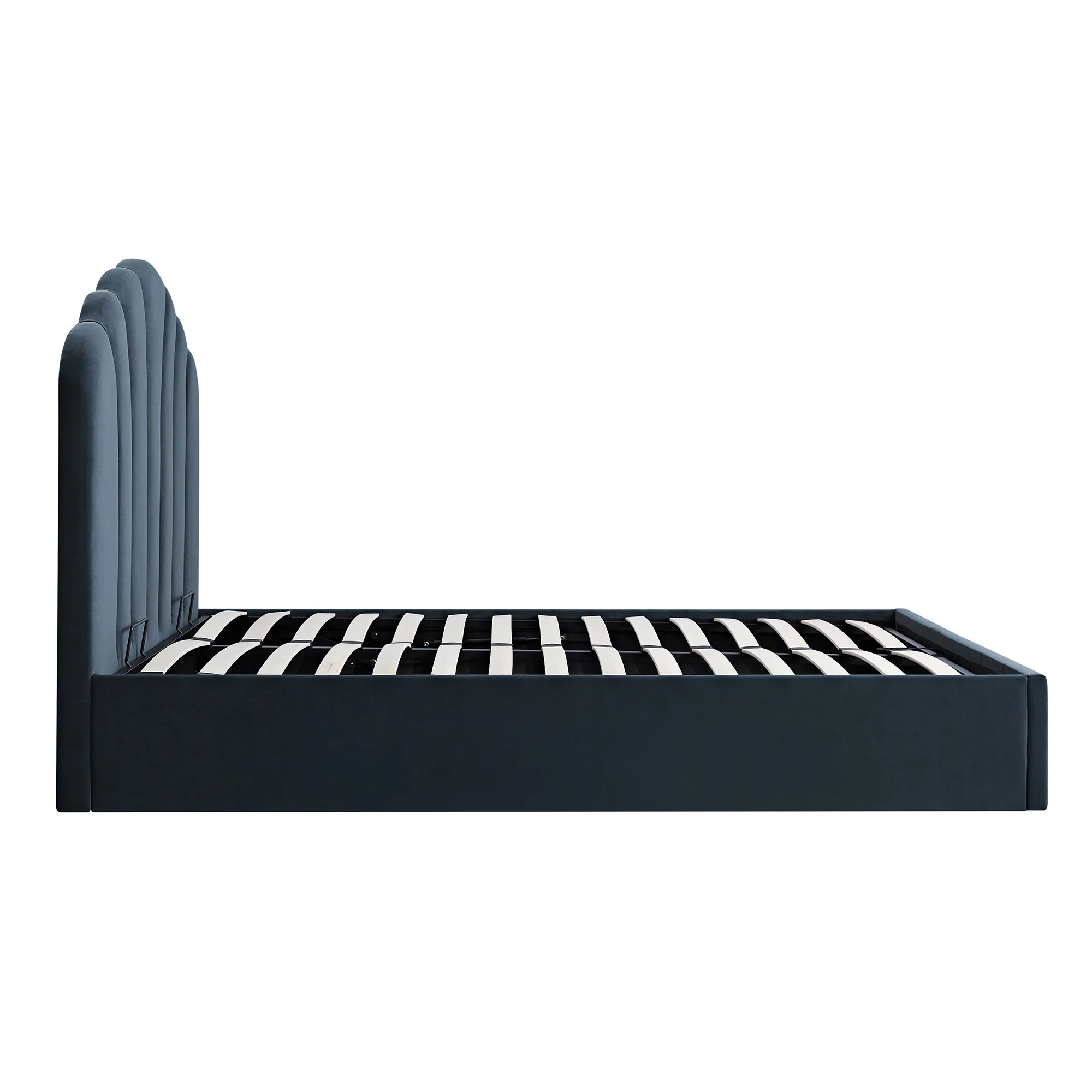 Hana Ottoman Storage Bed, Aegean Blue Velvet - Image 11