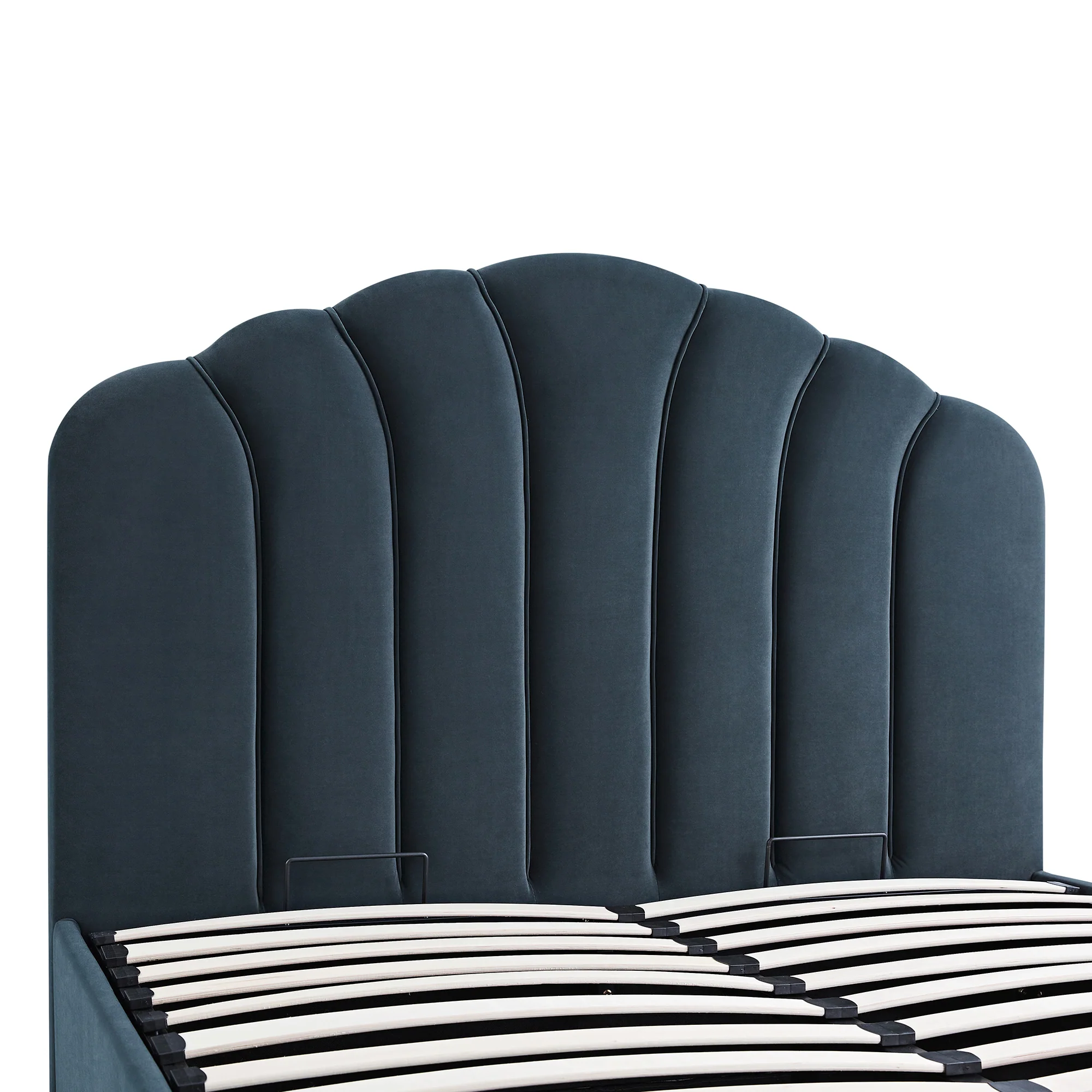 Hana Ottoman Storage Bed, Aegean Blue Velvet - Image 13